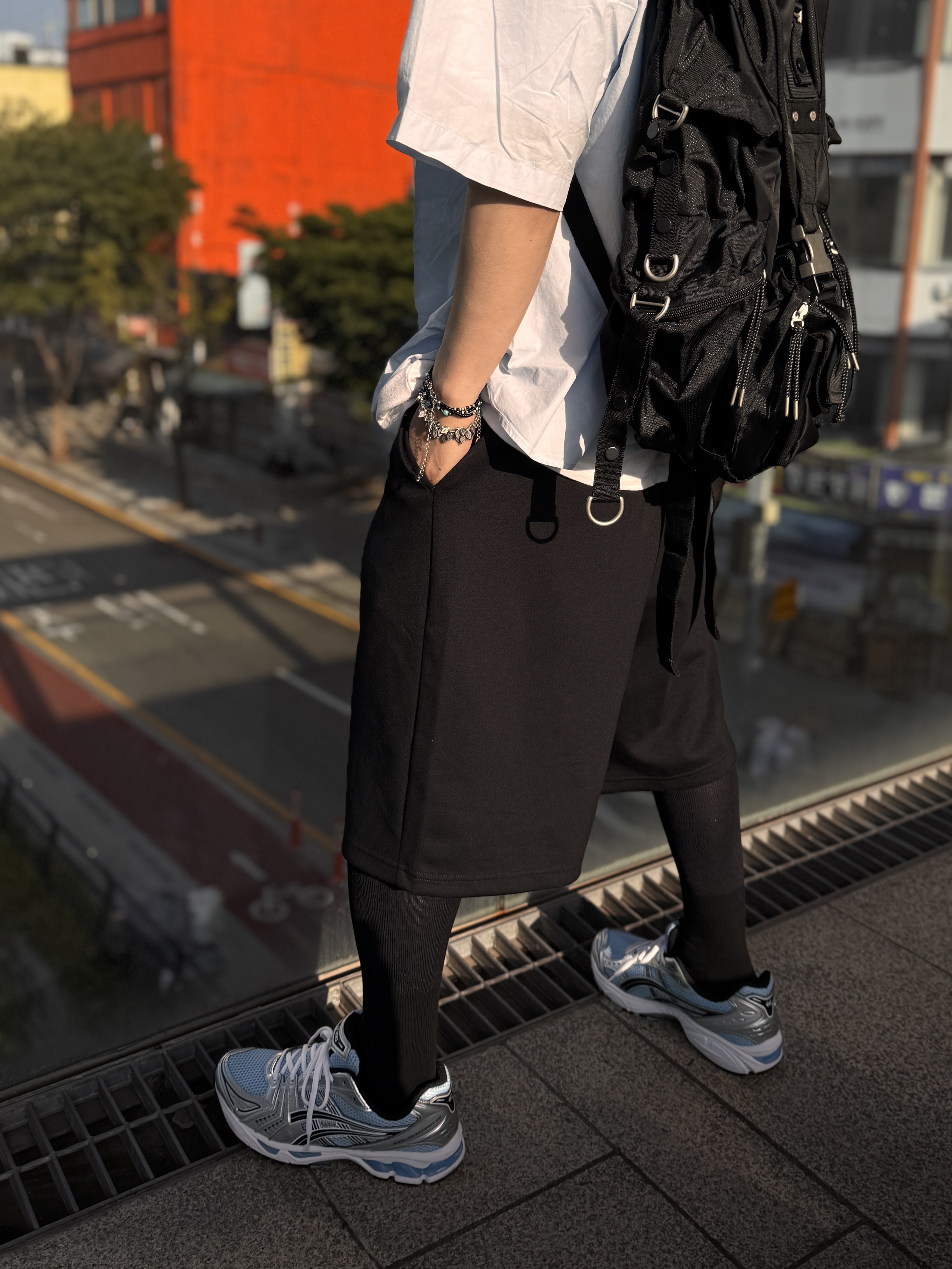 Gentle Monster x Maison Margiela MM007 Black Black, Asics Gel-Kayano 14 Arctic Sky Pure Silver 착용 스타일 - 4
