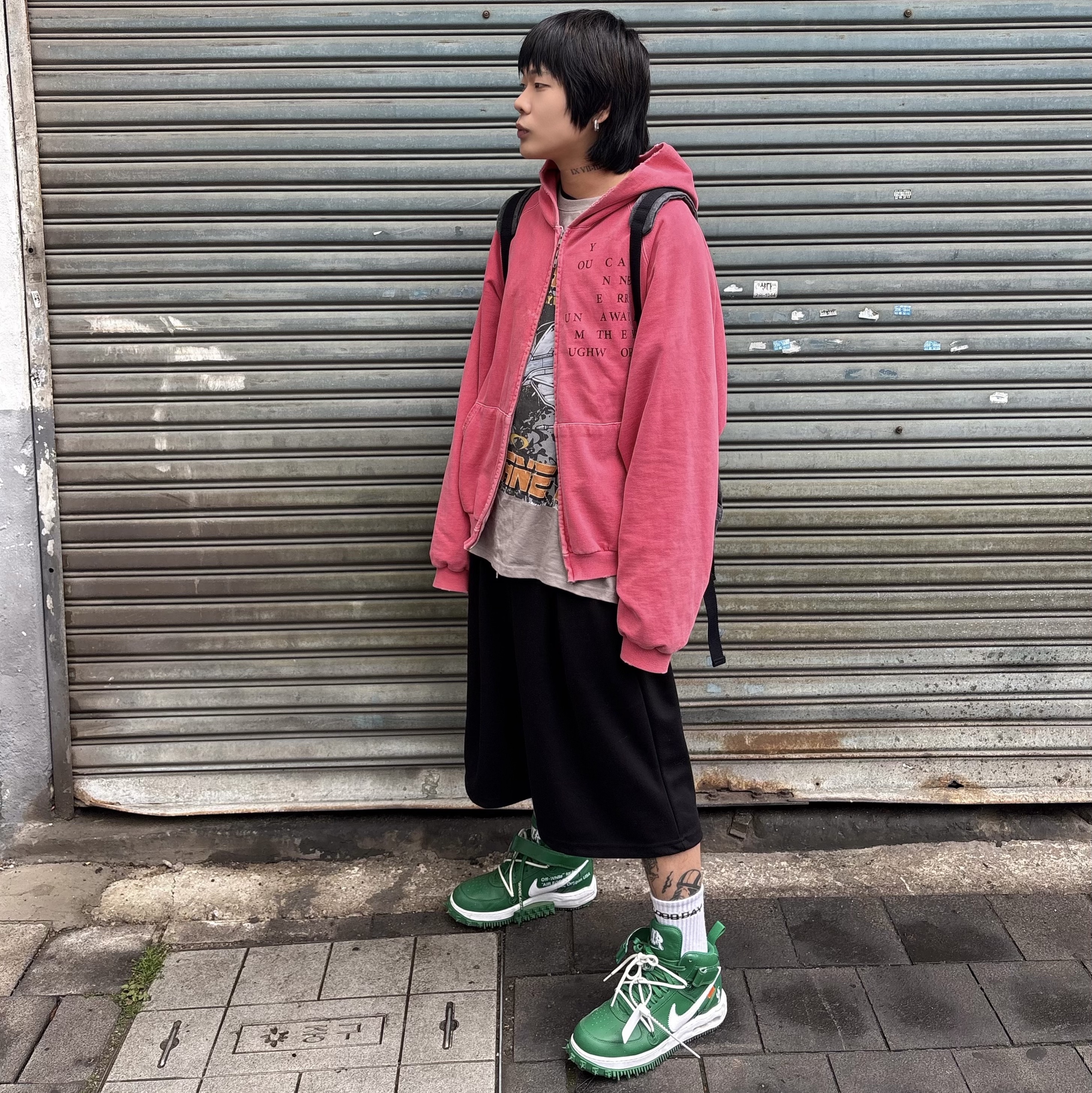 Nike x Off-White Air Force 1 Mid SP Leather Pine Green 착용 스타일 - 1