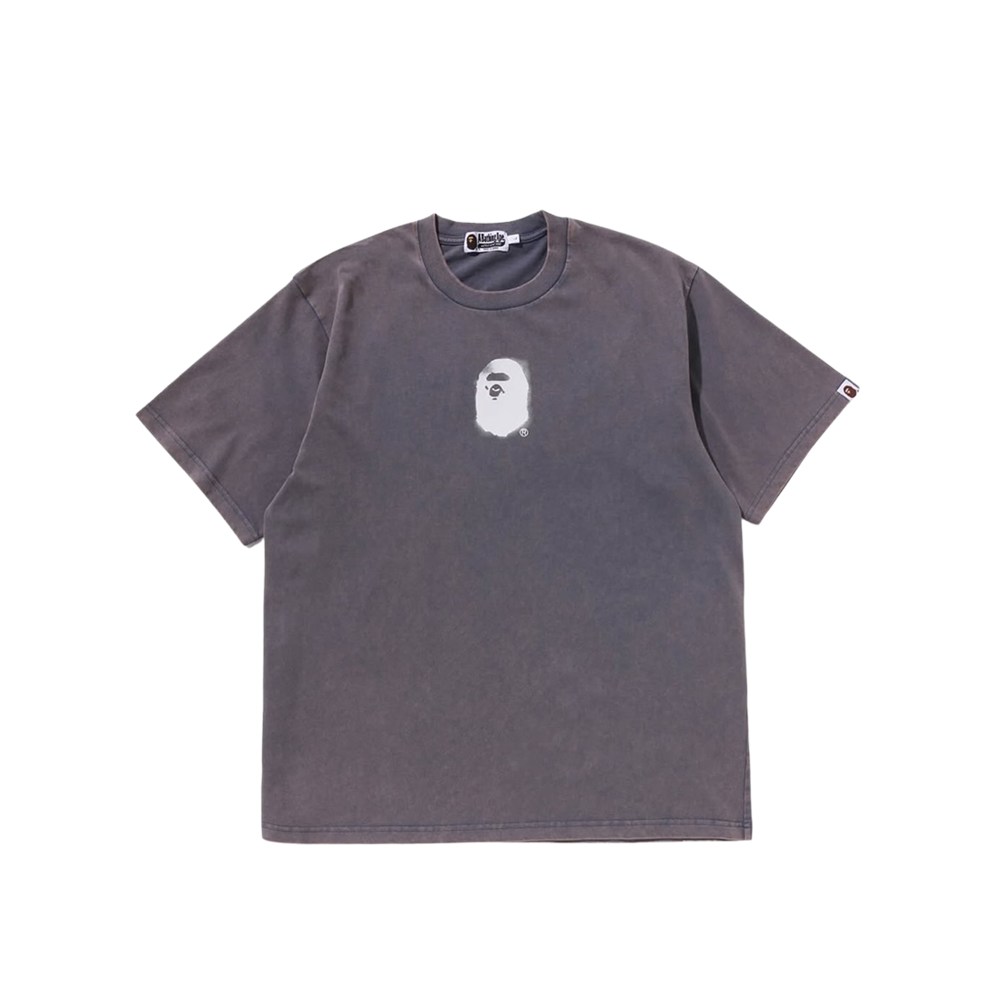 베이프 피그먼트 프린트 에이프 헤드 릴렉스드 핏 티셔츠 차콜