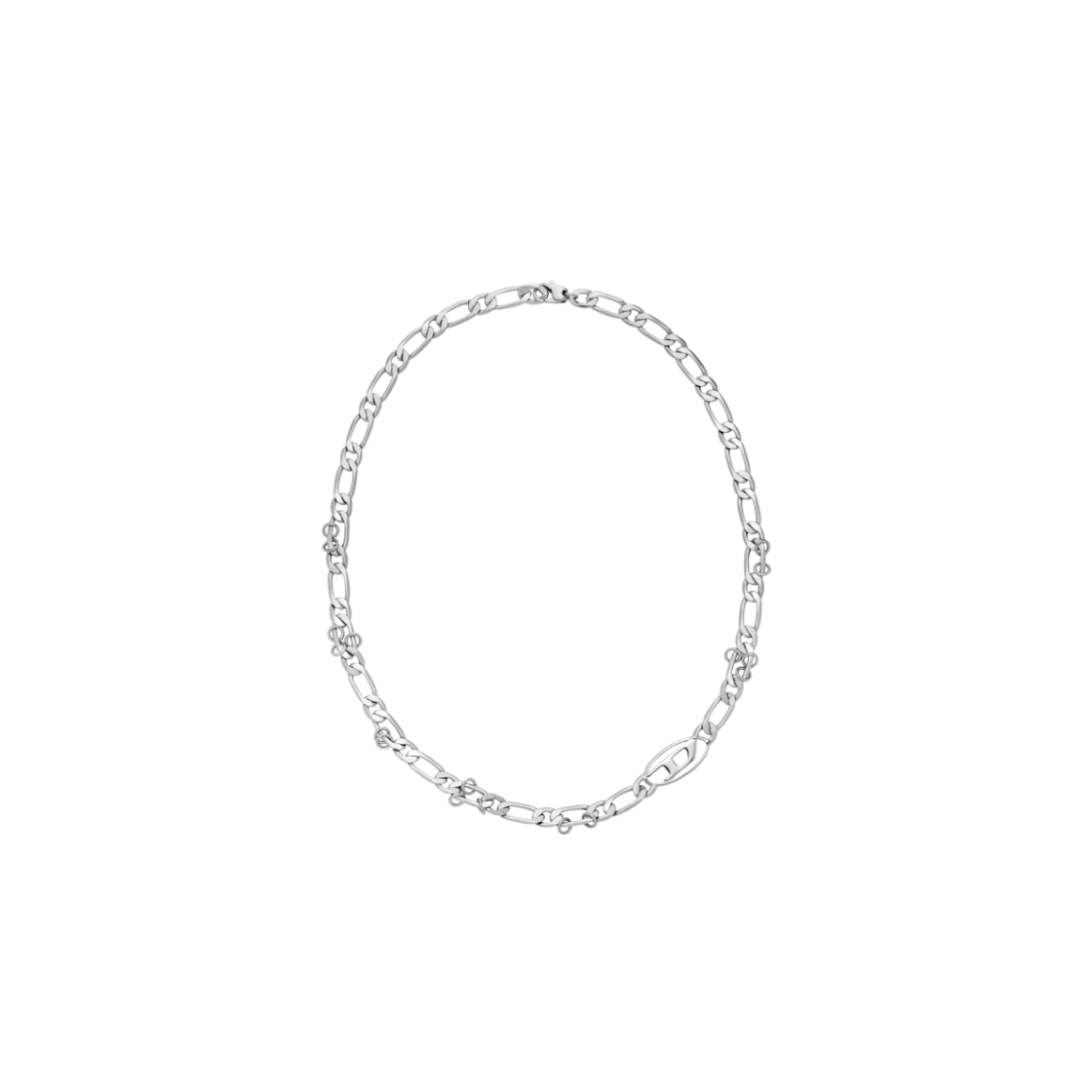 디젤 DX1600040 스테인리스 스틸 브래스 체인 네클리스 실버