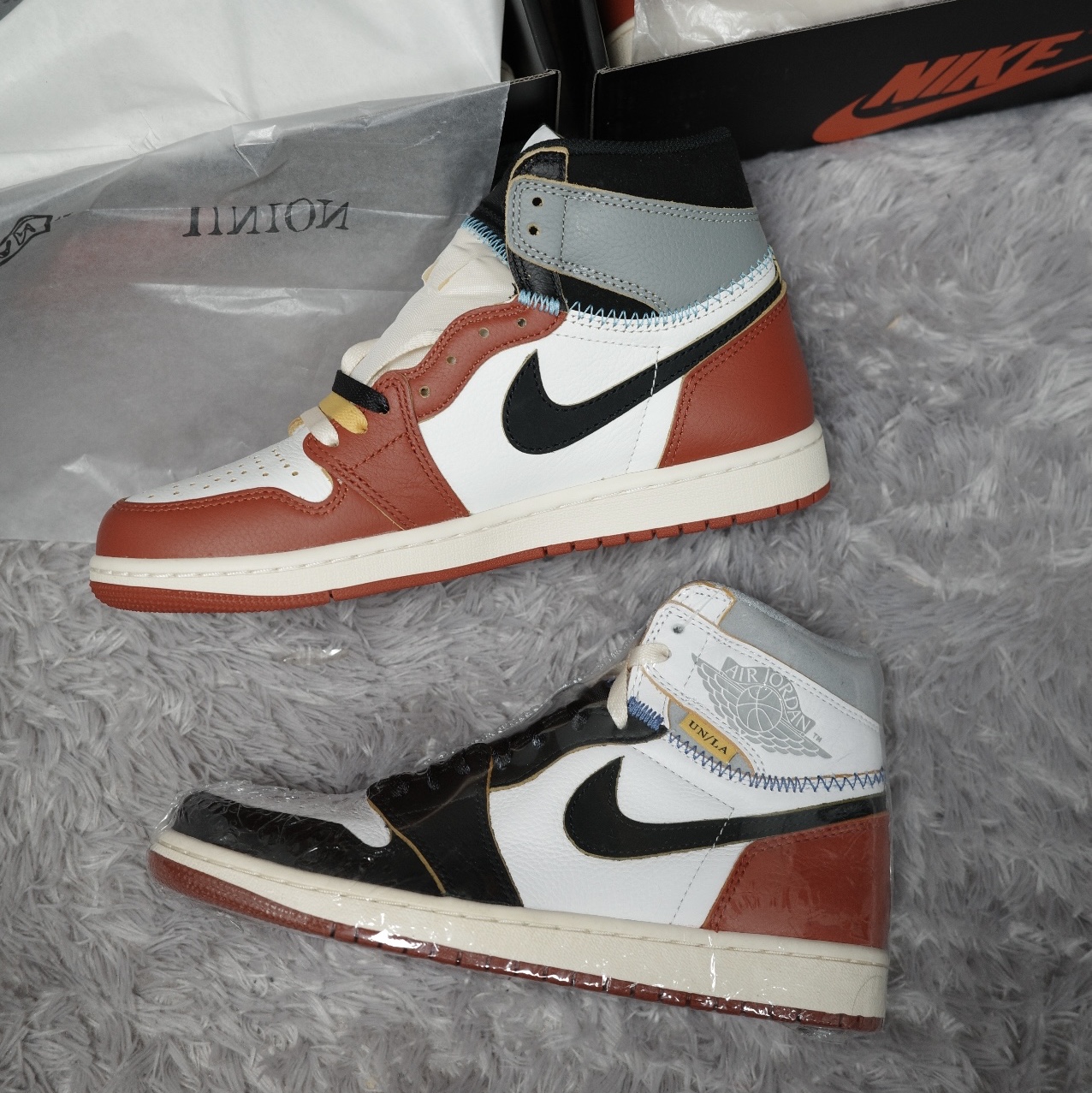 Jordan 1 x Union Retro High OG Chicago Shadow, Jordan 1 x Union Retro High Black Toe 착용 스타일 - 2