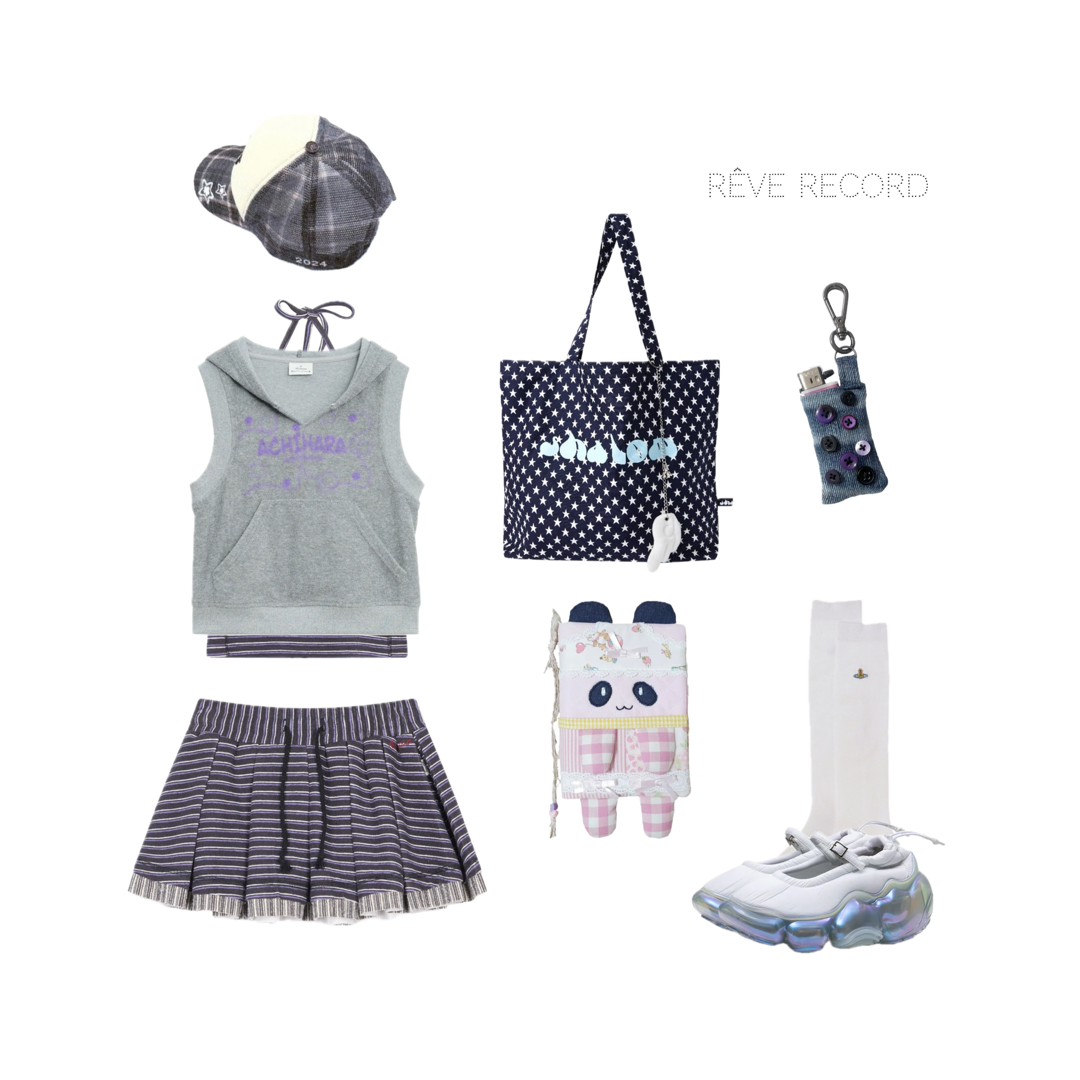 (W) Vivienne Westwood ORB School Ribbed High Socks White 착용 스타일 - 3