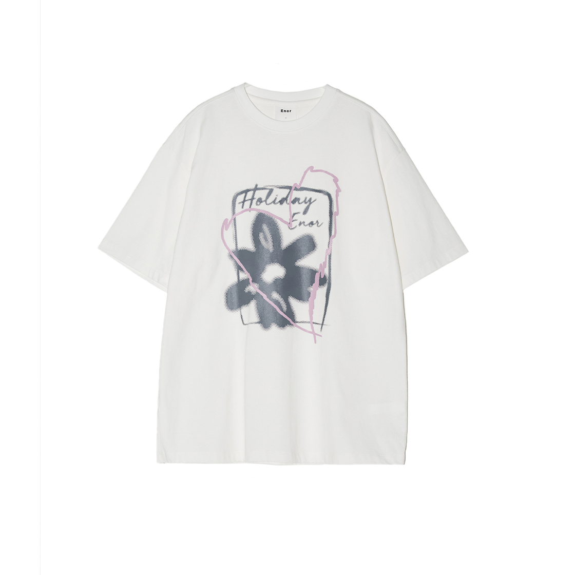 엔오르 우먼 플라워 그래픽 티셔츠 화이트(Enor Women Flower Graphic T Shirt White)