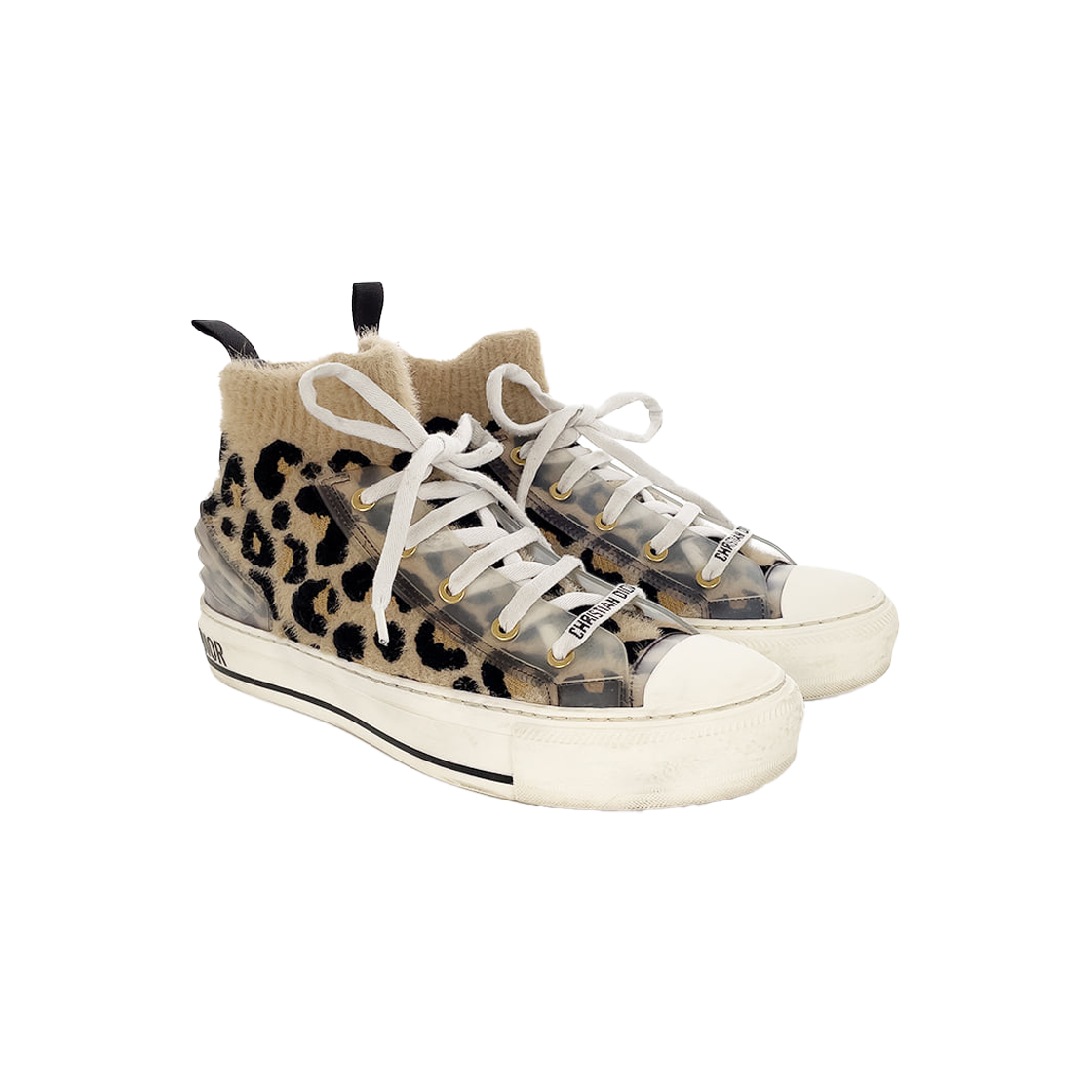 ITAKVELL8AMF [C등급] Dior Vintage Walk'n'Dior Fur Knit Sneakers 37 Brown Leopard - 대표 이미지 #1