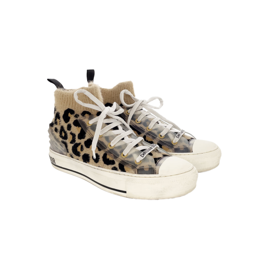 ITAKVELL8AMF Dior Walk'n'Dior Fur Knit Sneakers 37 Brown Leopard