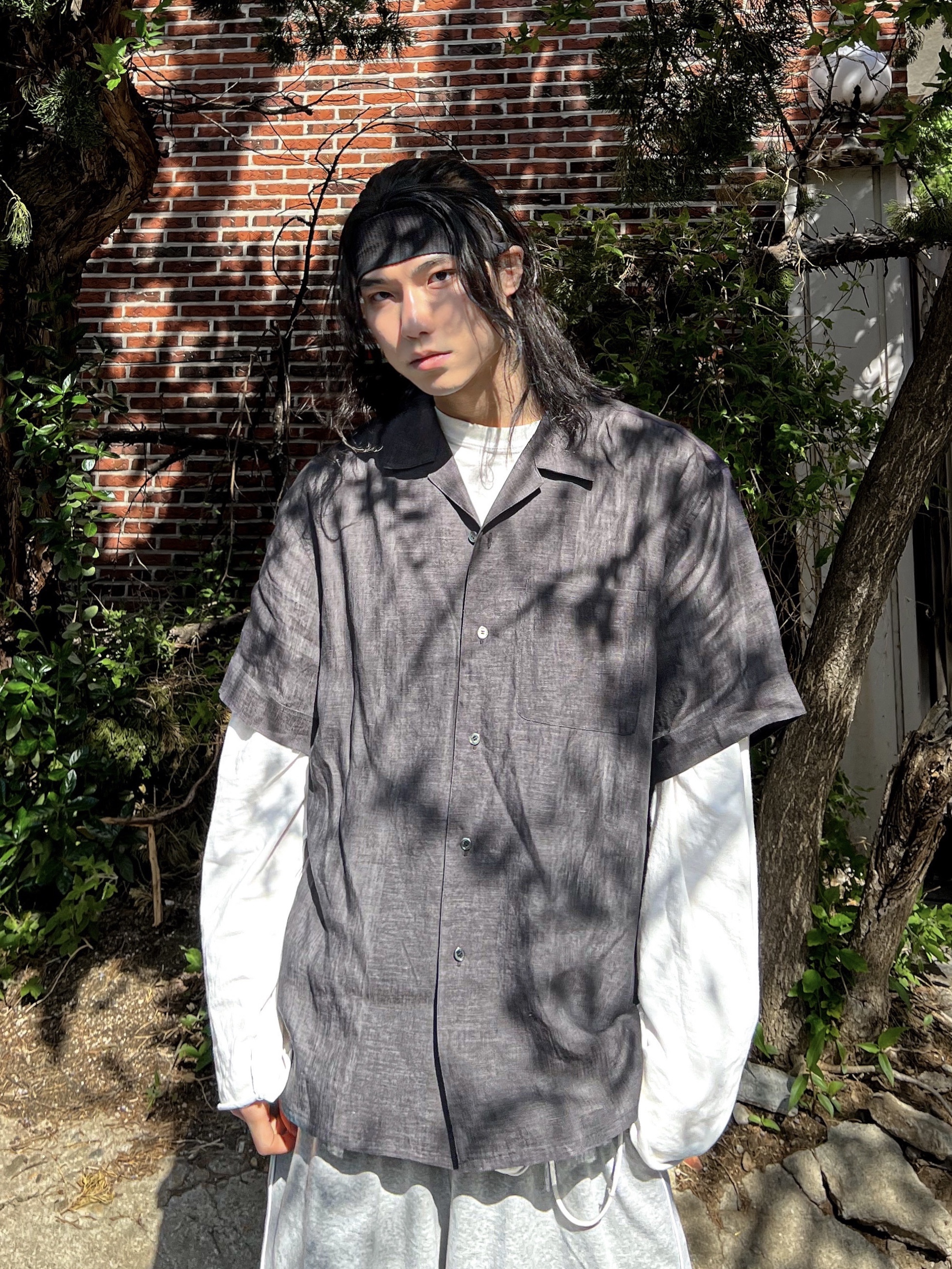 (W) Nike TC 7900 Summit White, BY RANG Linen Logo Bowling Shirts Black 착용 스타일 - 3