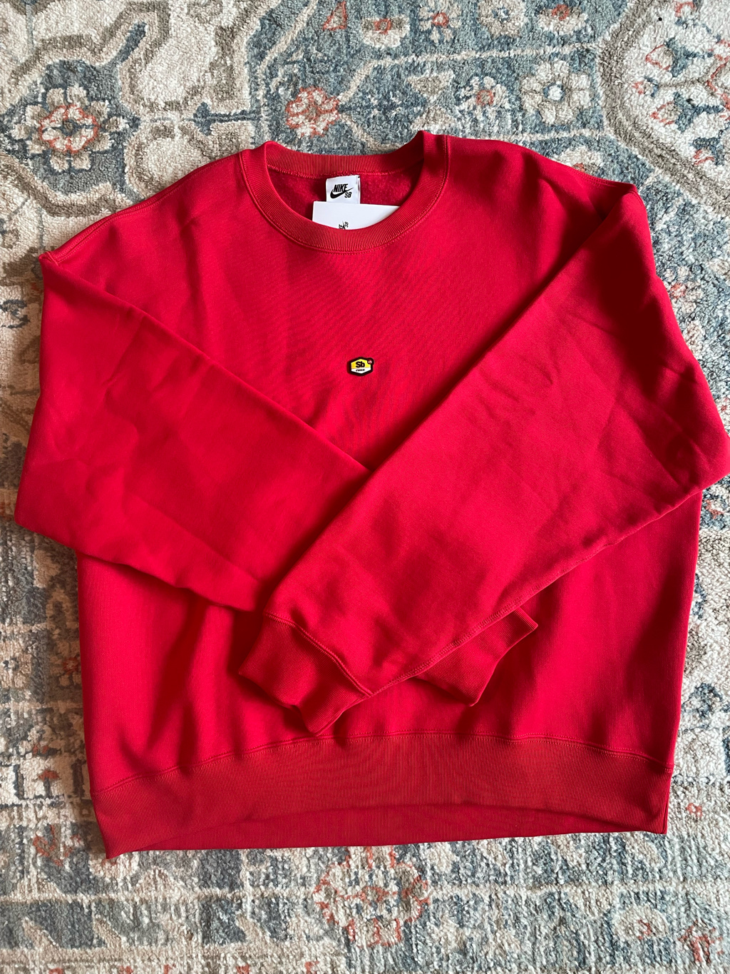 Nike SB Fleece Skate Crew Top University Red - Asia 착용 스타일 - 1