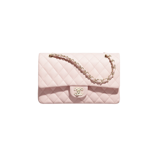 Chanel Medium Classic Handbag Grained Calfskin & Gold Light Pink