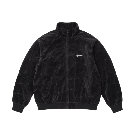 Supreme Patchwork Velour Track Jacket Black - 25SS