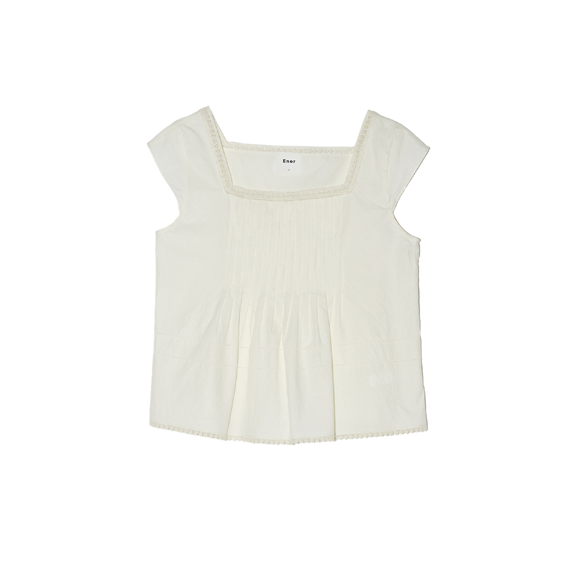 BESUBL004IV Enor Women Lace Square Neck Blouse Iovry