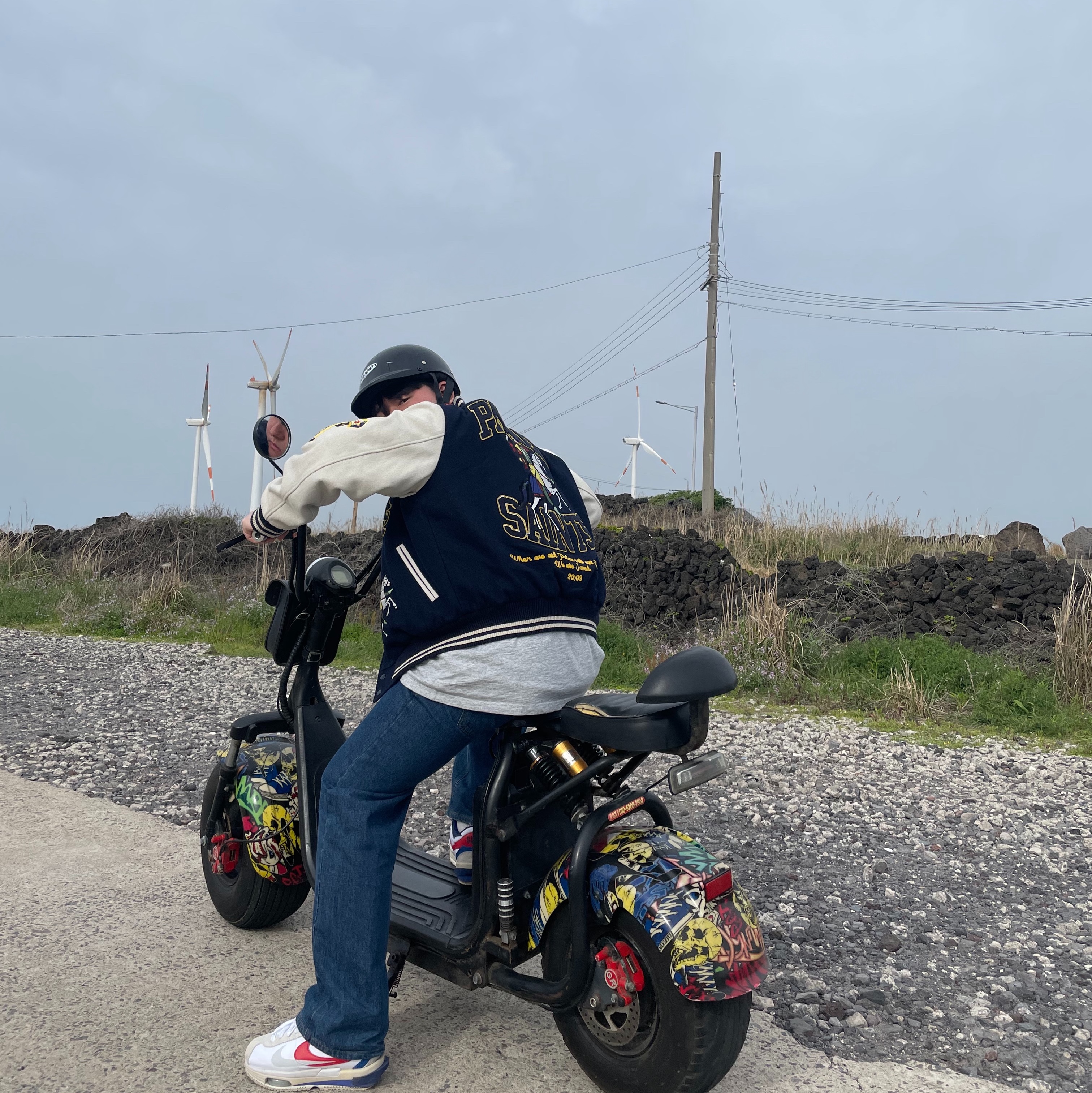 Palace Saints Varsity Jacket Navy - 24SS, Nike x Sacai Zoom Cortez SP White and University Red 착용 스타일