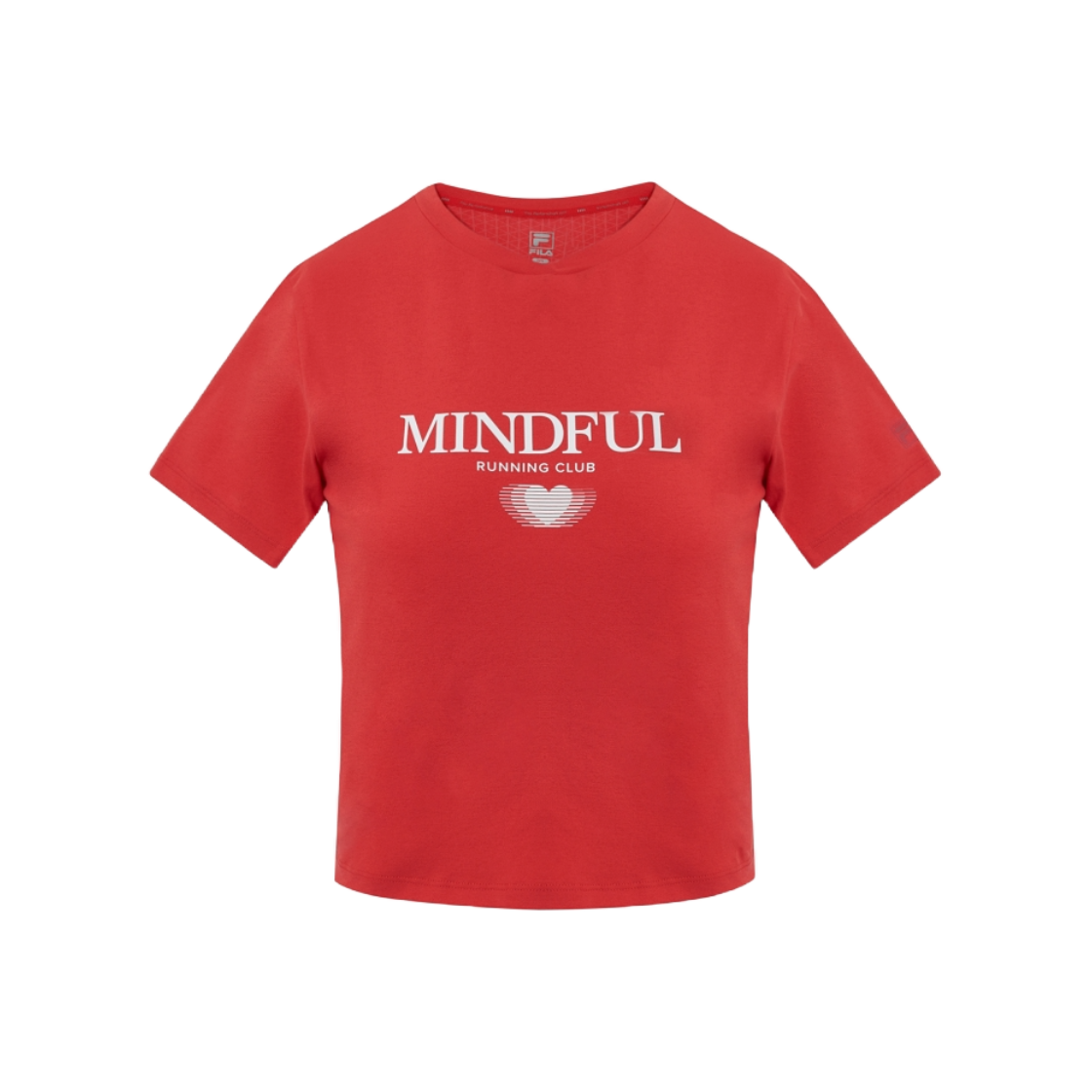 [6% 적립] 휠라 쿨링 PCM 프린트 크롭 반팔티 레드