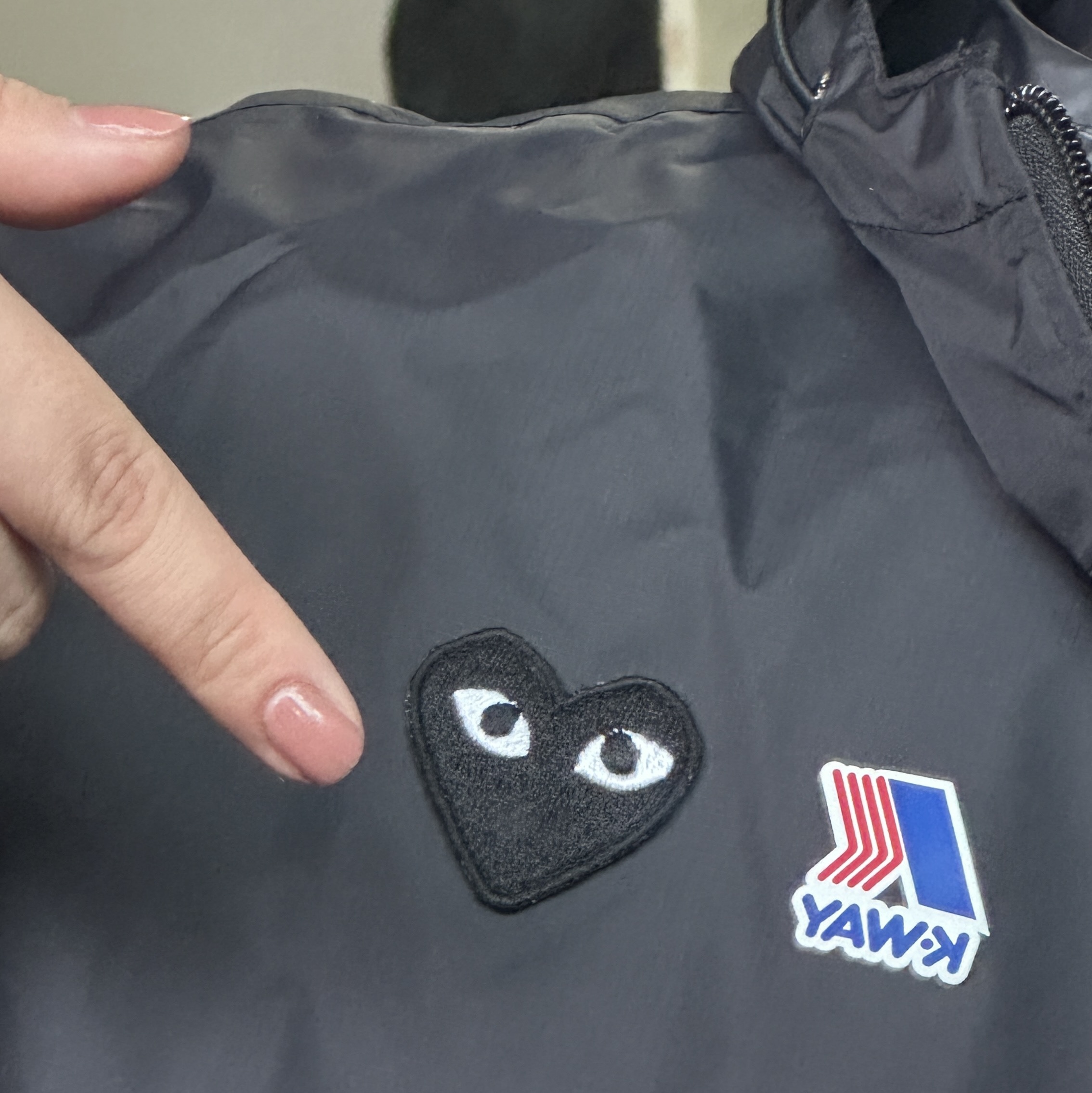 Play Comme des Garcons x K-Way Full Zip Jacket Black 착용 스타일 - 2