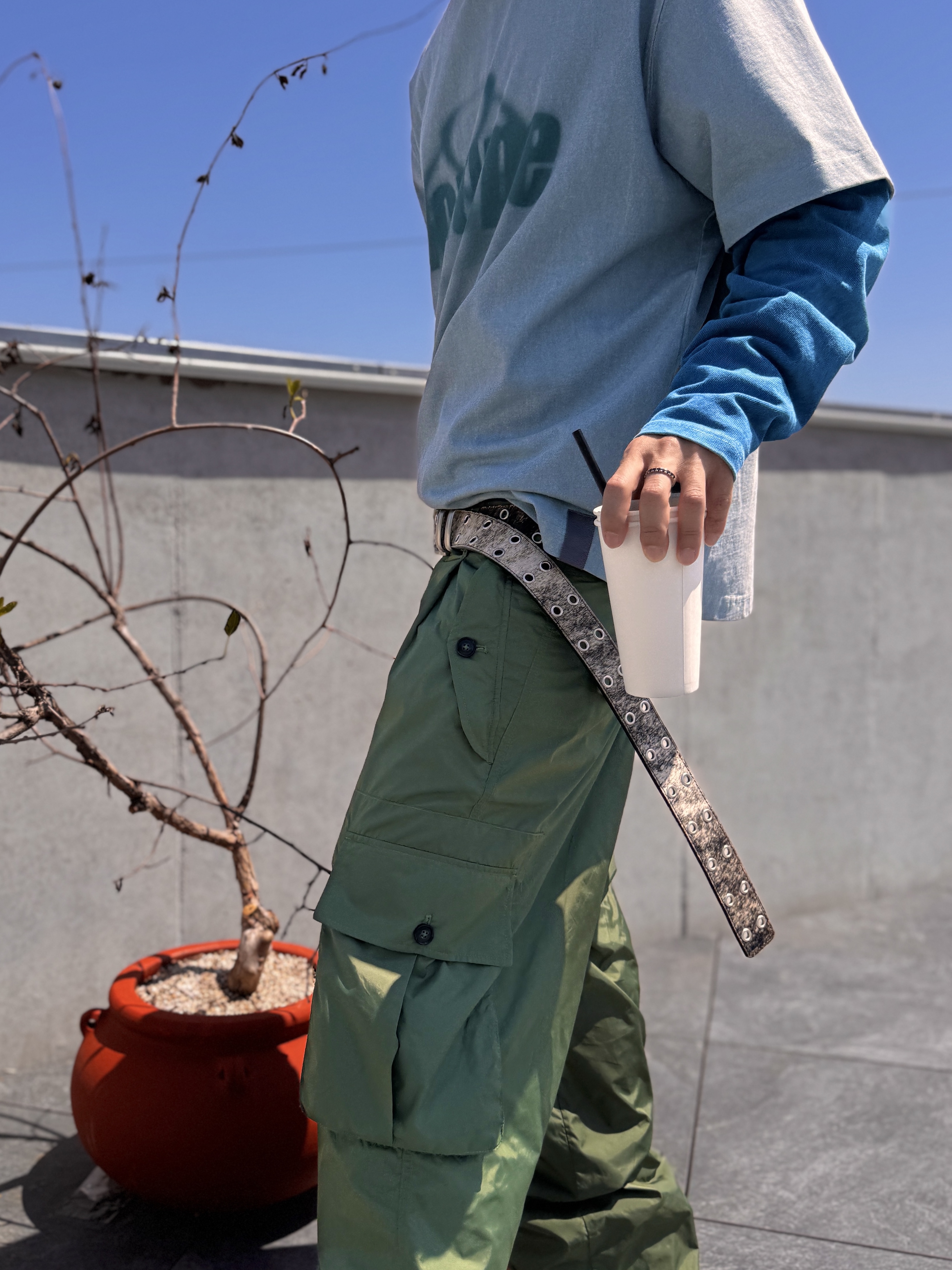 Kinchi x My Name Is Peter Boots - 888 (a) Yellow, MJD x Kamien Double Hole Belt Oak Brown 착용 스타일 - 4