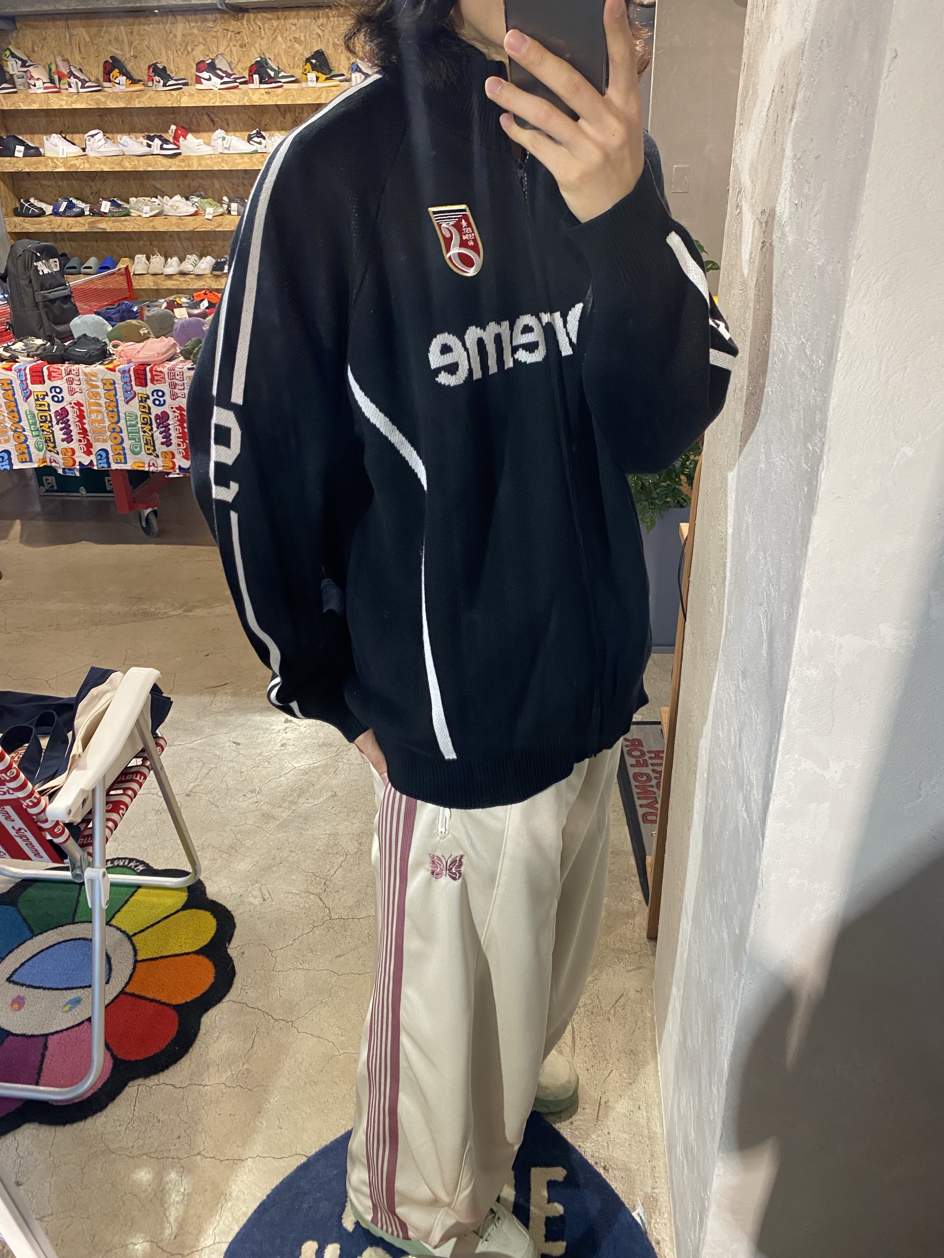 Supreme x Umbro Zip Up Sweater Light Blue - 25SS, Needles x LHP H.D. Nylon Track Pants Black 착용 스타일 - 9