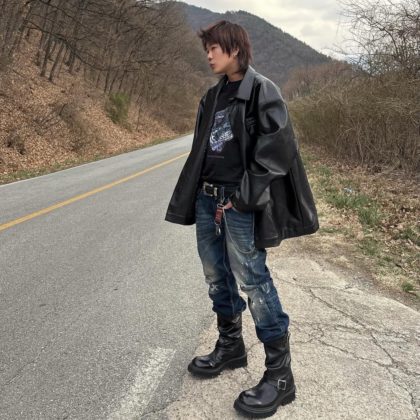 Stussy SS Link Cowboy Belt Black 착용 스타일 - 2