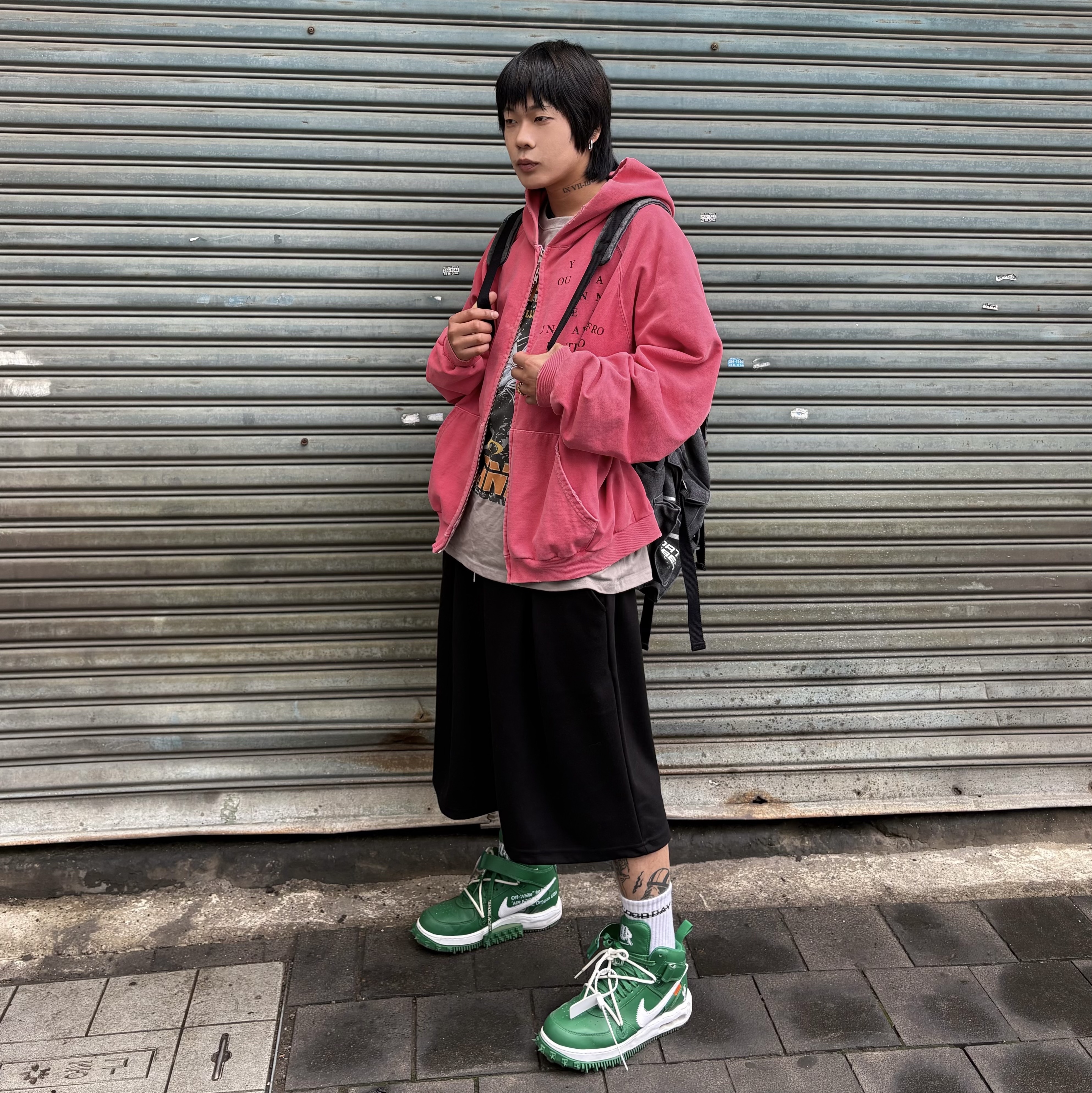 Nike x Off-White Air Force 1 Mid SP Leather Pine Green 착용 스타일 - 2