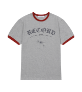 SLOW RECORD HOUSE Unisex RECORD Ringer Tee Melange Grey