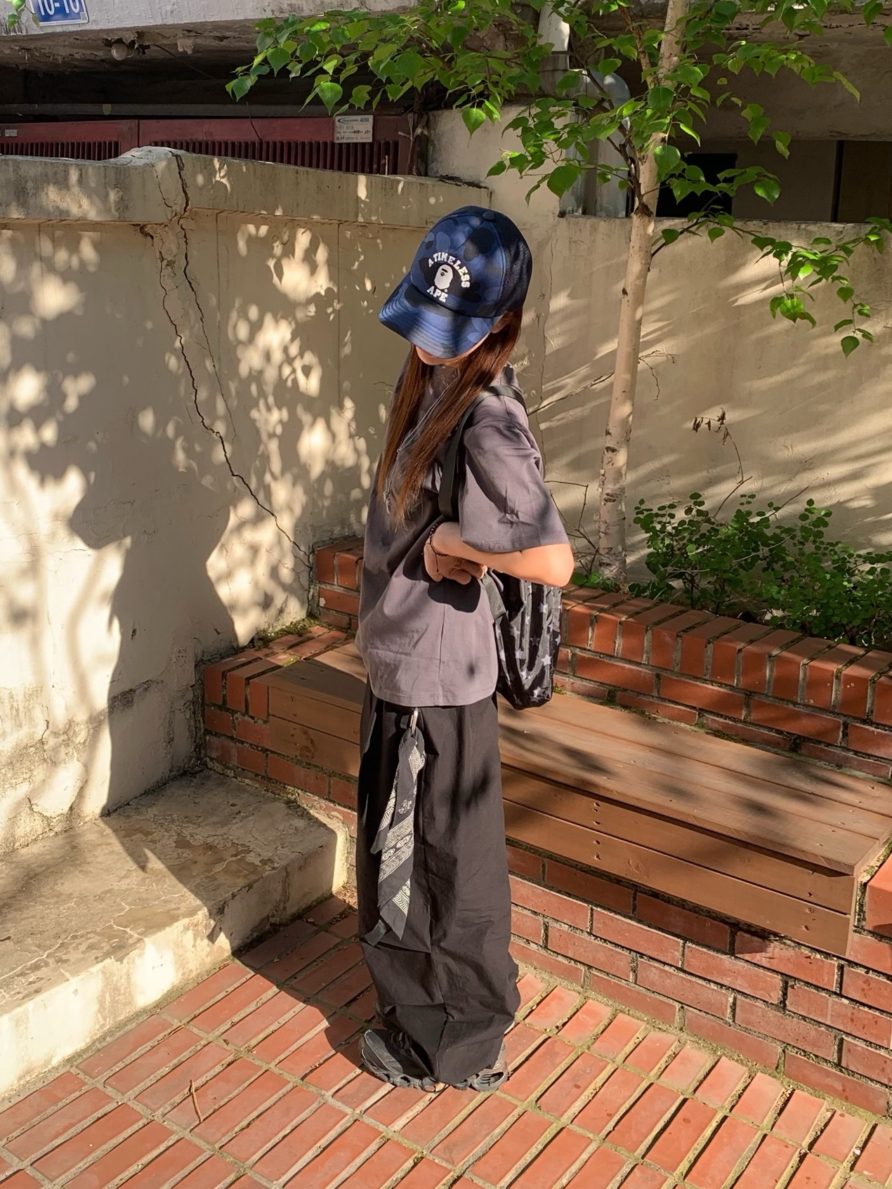 BAPE x JJJJound Color Camo College Mesh Cap Navy, Mizuno Wave Prophecy LS Black 착용 스타일