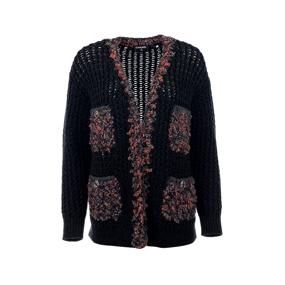 ITTK9W3RTM8E Chanel 22A Wild Knit Cardigan 34 36 Charcoal Gray