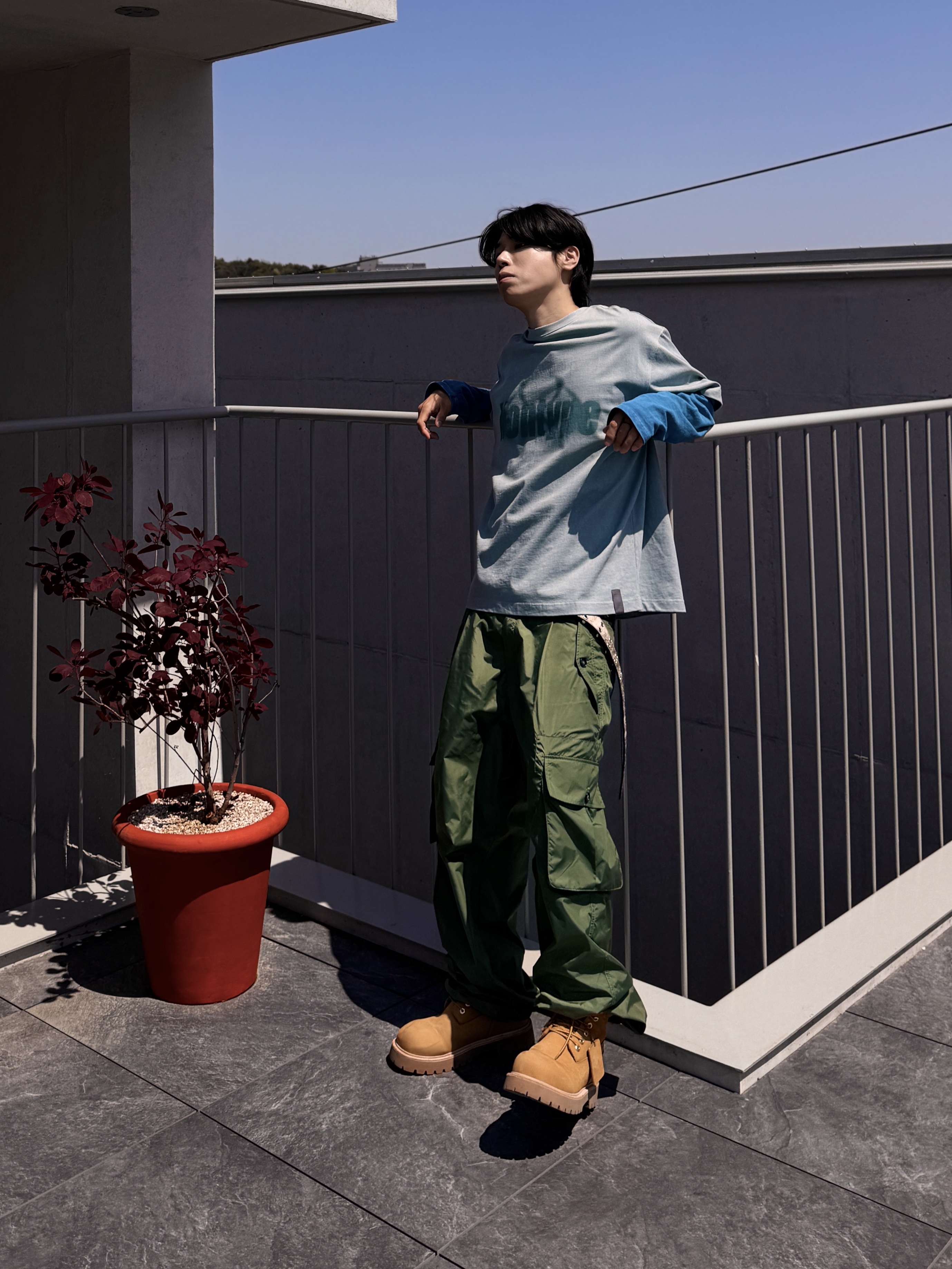 Kinchi x My Name Is Peter Boots - 888 (a) Yellow, MJD x Kamien Double Hole Belt Oak Brown 착용 스타일 - 1