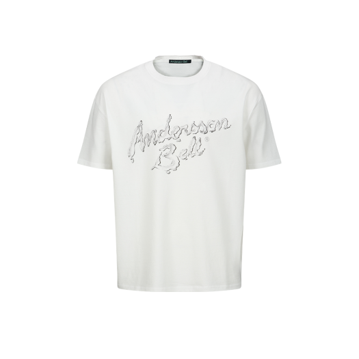 atb1405u(WHITE) ADSB Andersson Bell  Essential Unisex Liquid Logo T-Shirt White