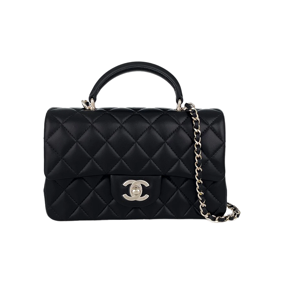 샤넬 탑핸들 뉴미니 블랙 샴페인골드 램스킨 | CHANEL Boutique | KREAM Chanel Top Handle New Mini Black Champagne Gold Lambskin