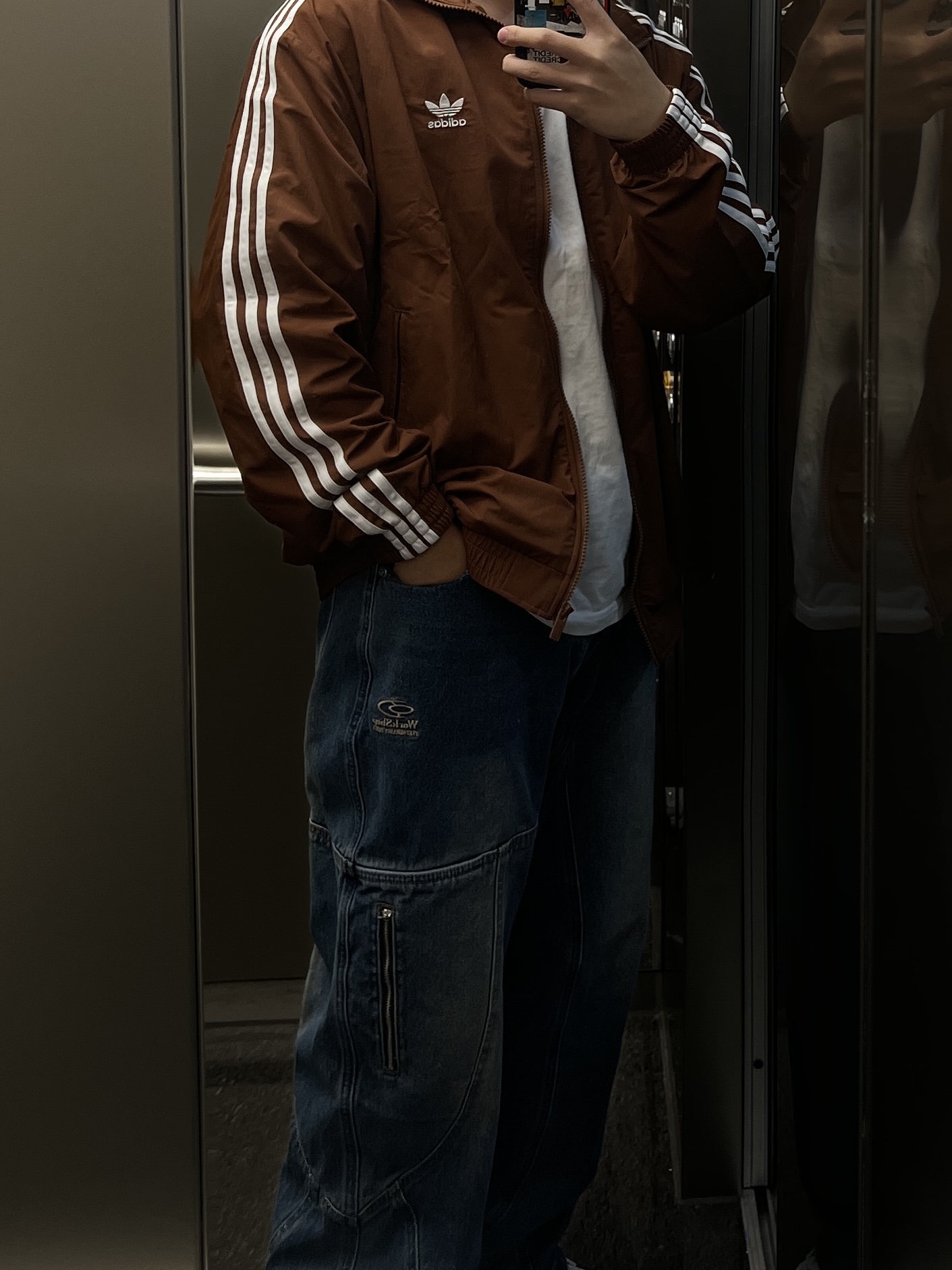 Adidas Adicolor Woven Firebird Track Top Preloved Brown - KR Sizing 착용 스타일