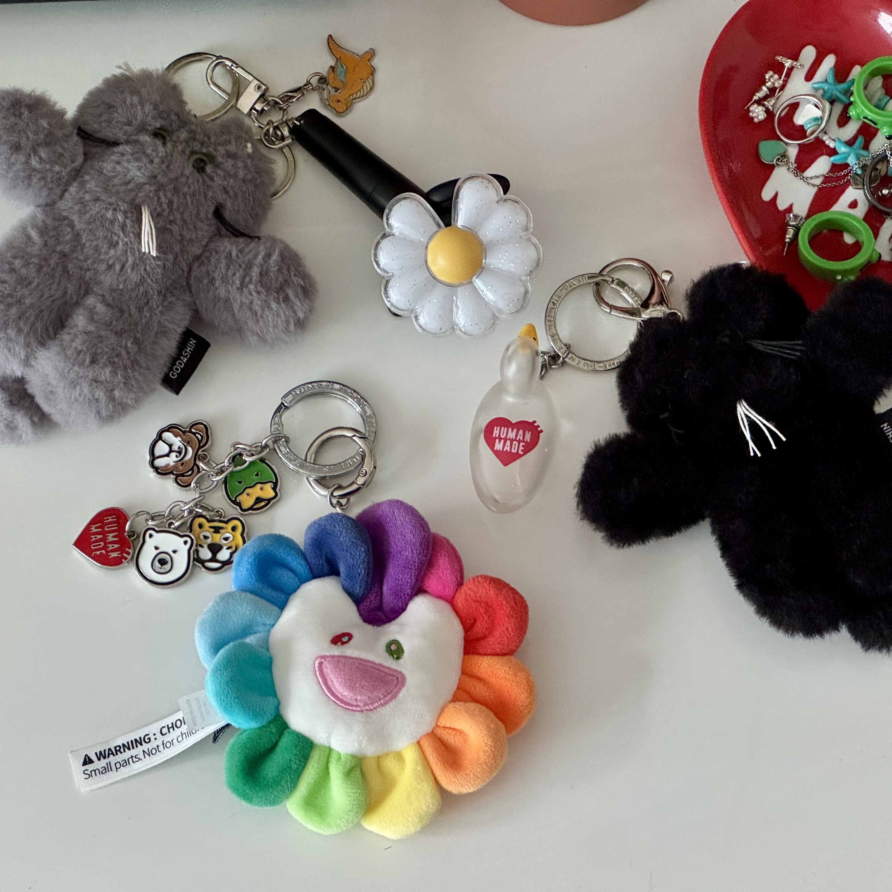 Human Made Animal Keyring Silver, Human Made Duck PVC Key Chain Clear 착용 스타일 - 2