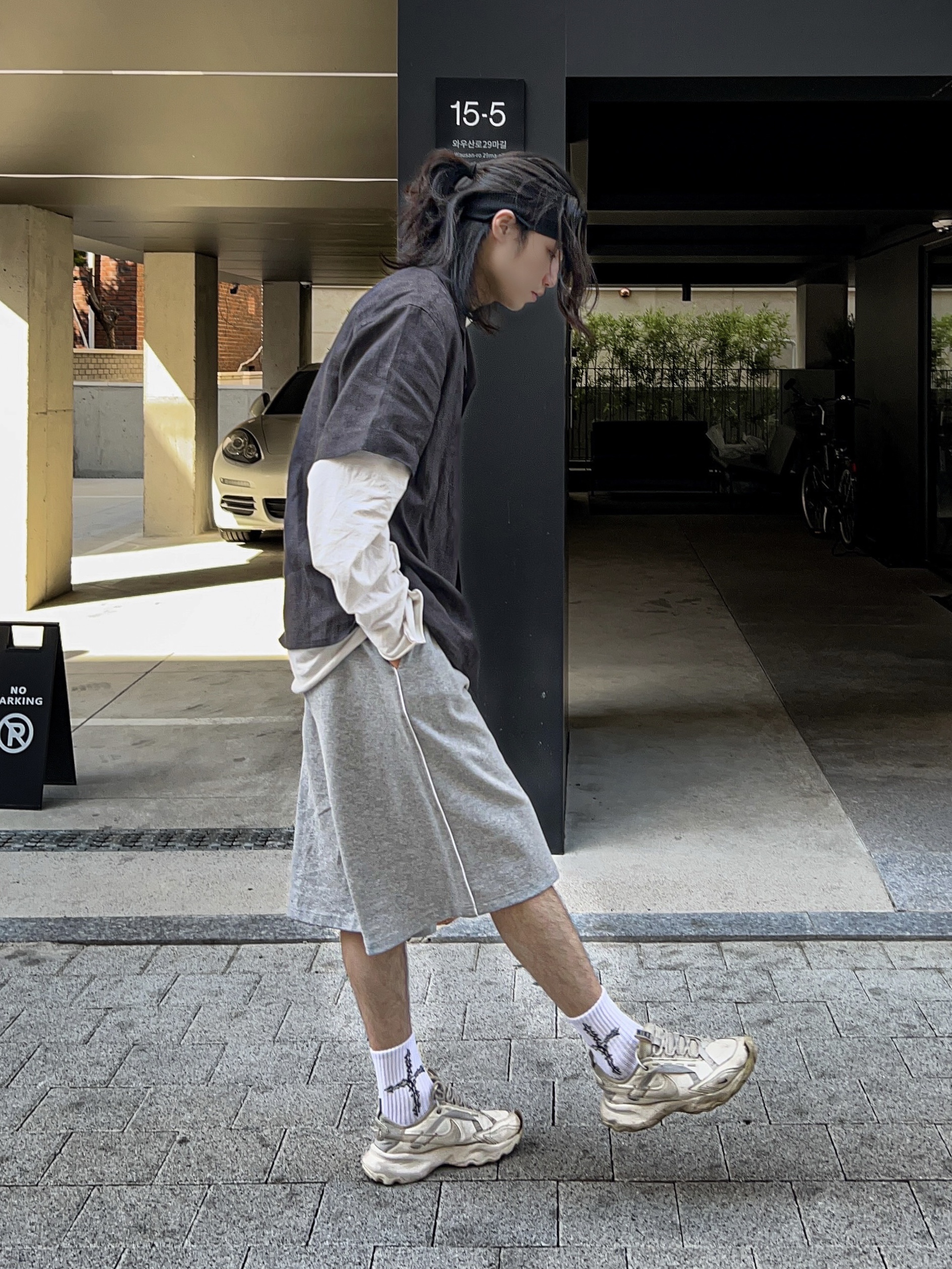 (W) Nike TC 7900 Summit White, BY RANG Linen Logo Bowling Shirts Black 착용 스타일 - 5