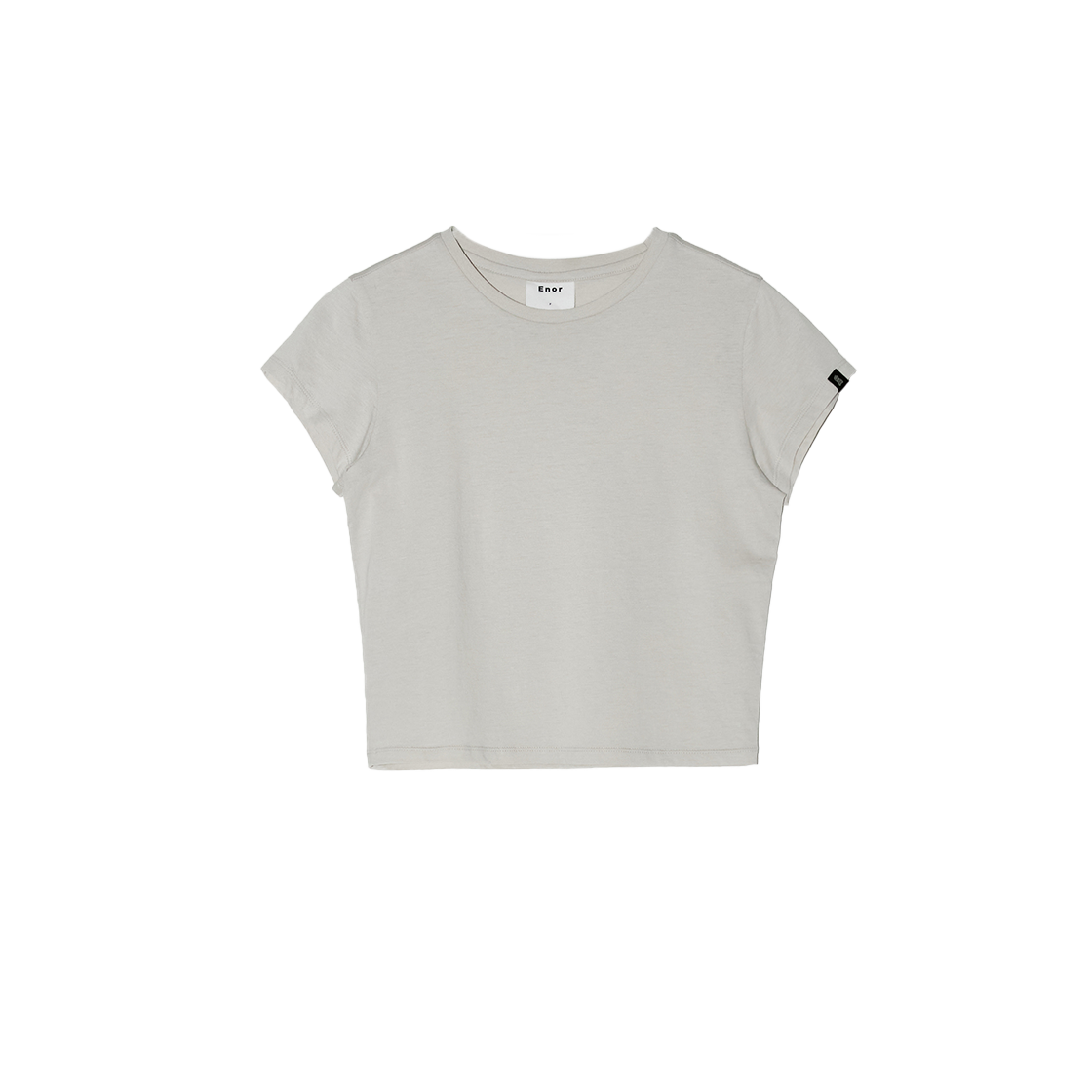 BESUTS004L/BG Enor Women Basic Short Sleeve Crop T Shirt Light Beige
