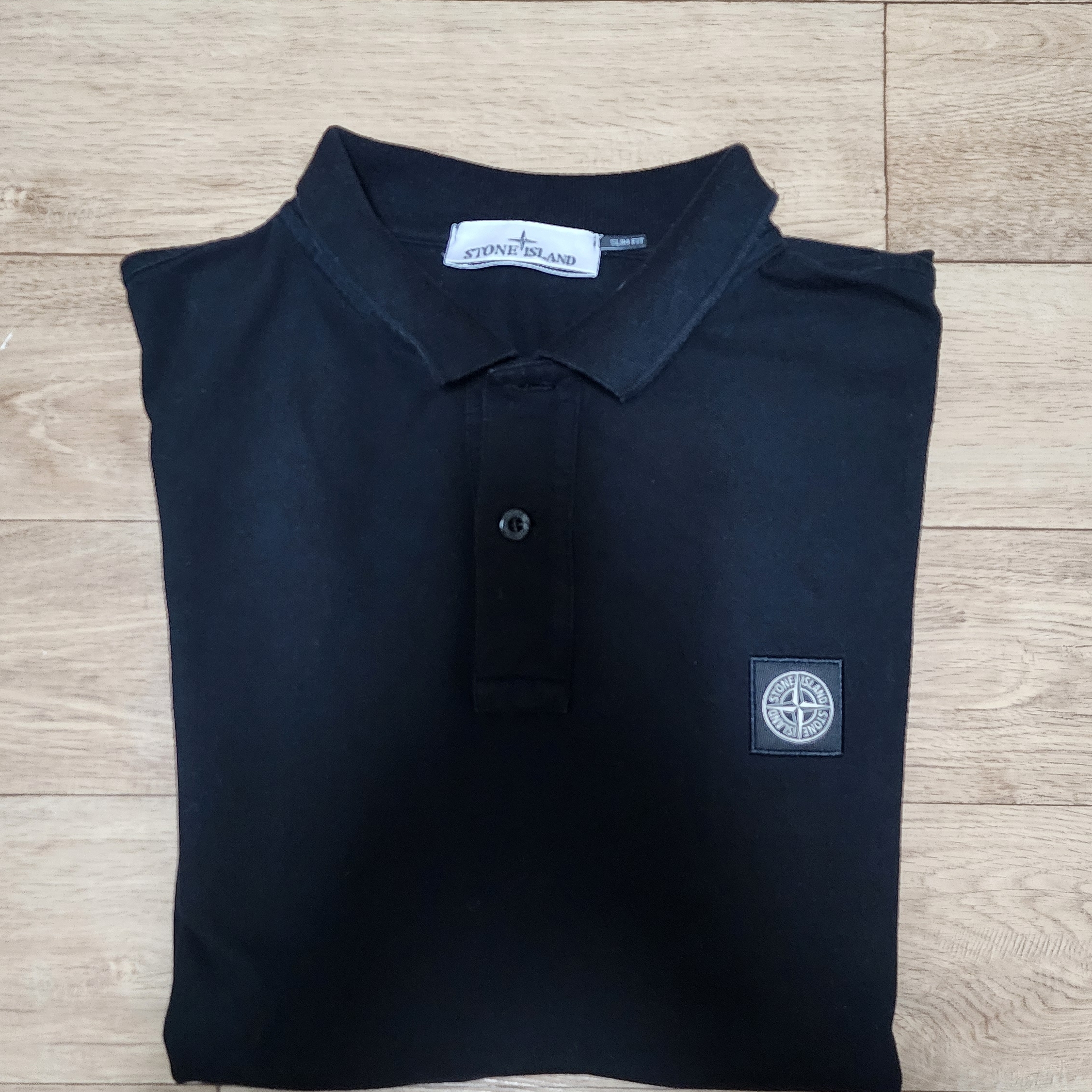 Stone Island 22002SC Organic Cotton Elastane Pique Patch Slim Fit  Polo Shirt Black - 25SS 착용 스타일