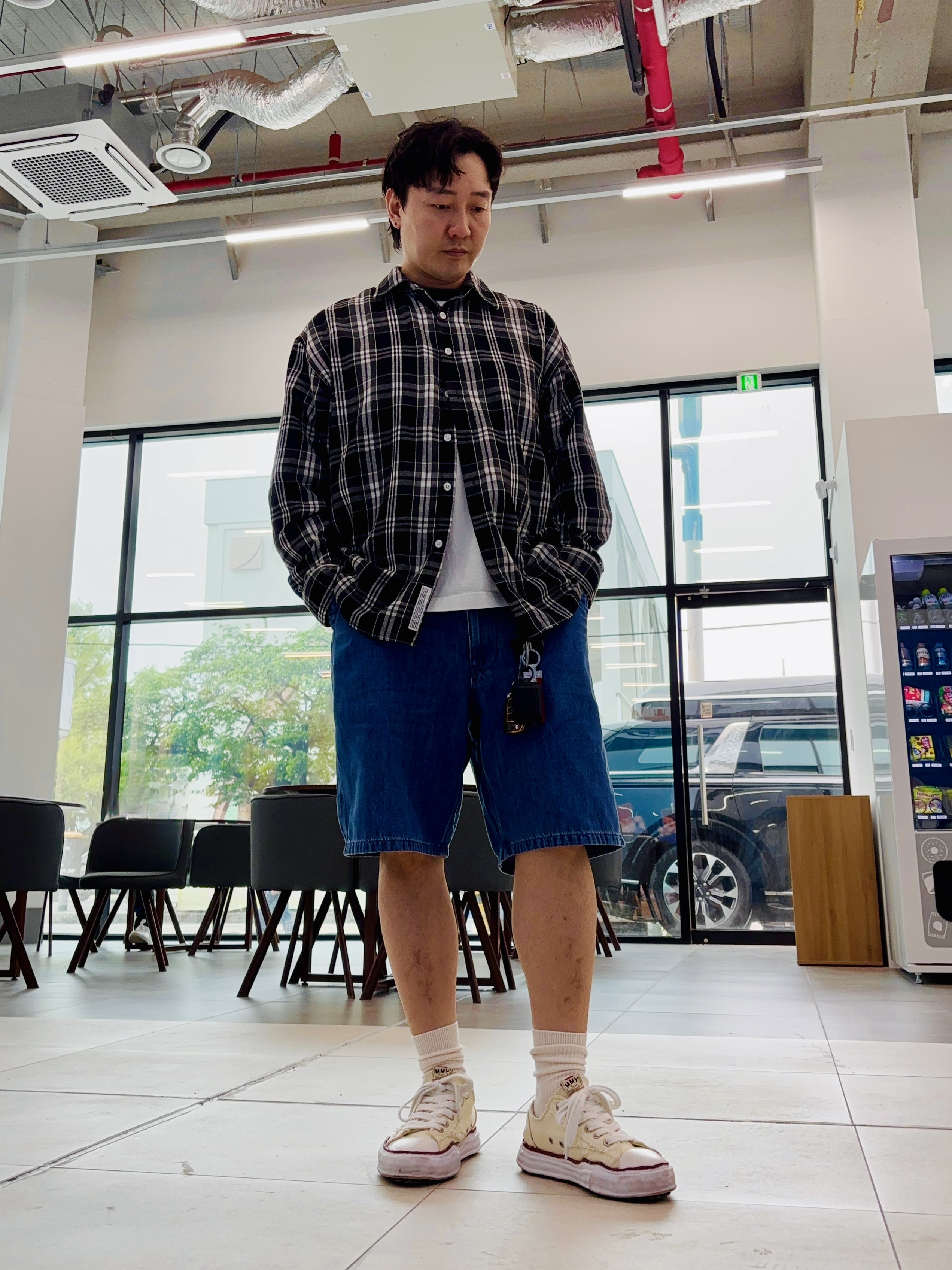 Maison Mihara Yasuhiro Peterson OG Sole Canvas Low-top Sneakers Natural 착용 스타일