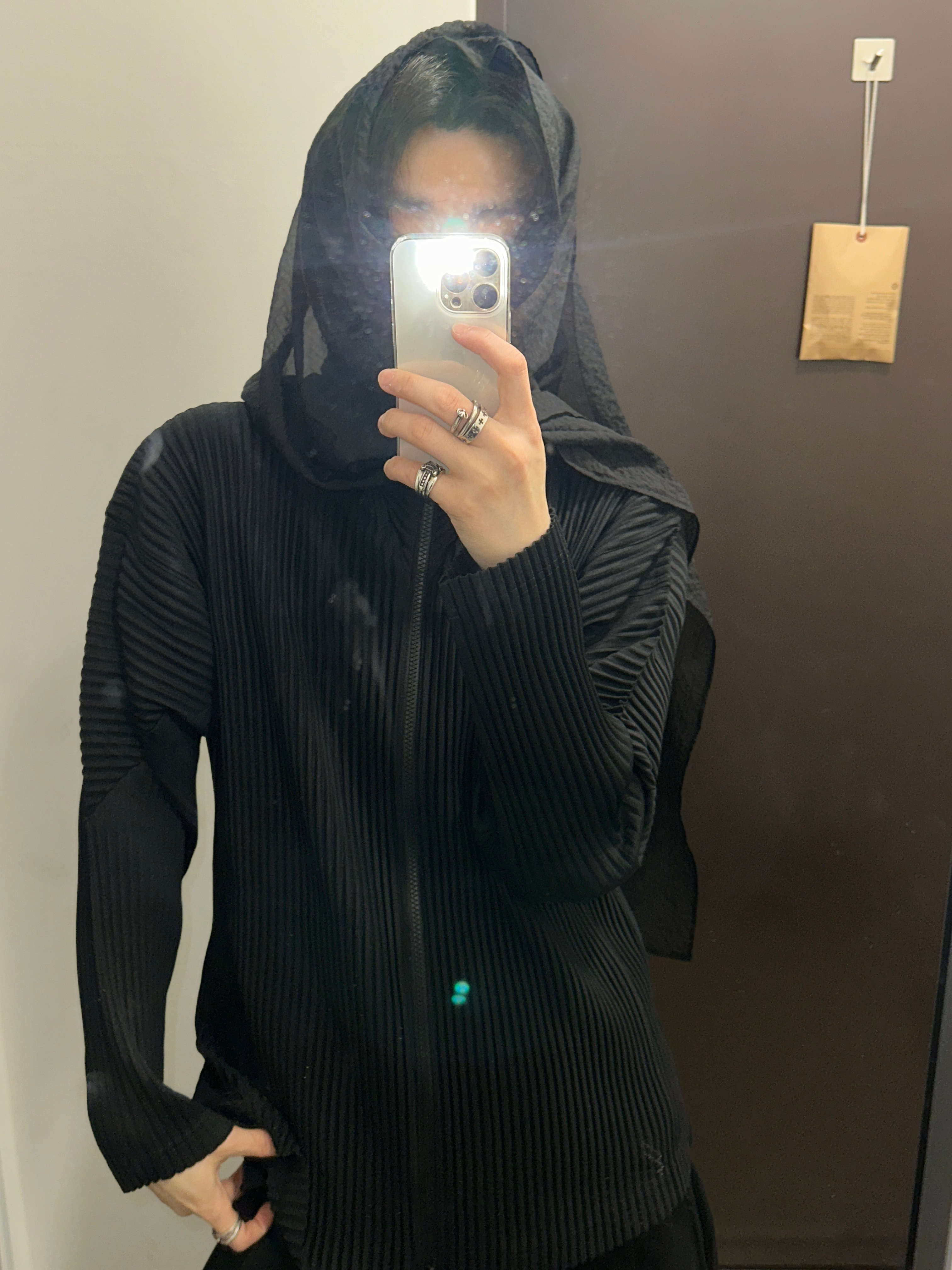 Undermycar Mu.03 Anti Fxxking Logo Play Oversized Sweat Jogger Black, Homme Plisse Issey Miyake Basics Zip Up Jacket Black 착용 스타일 - 8