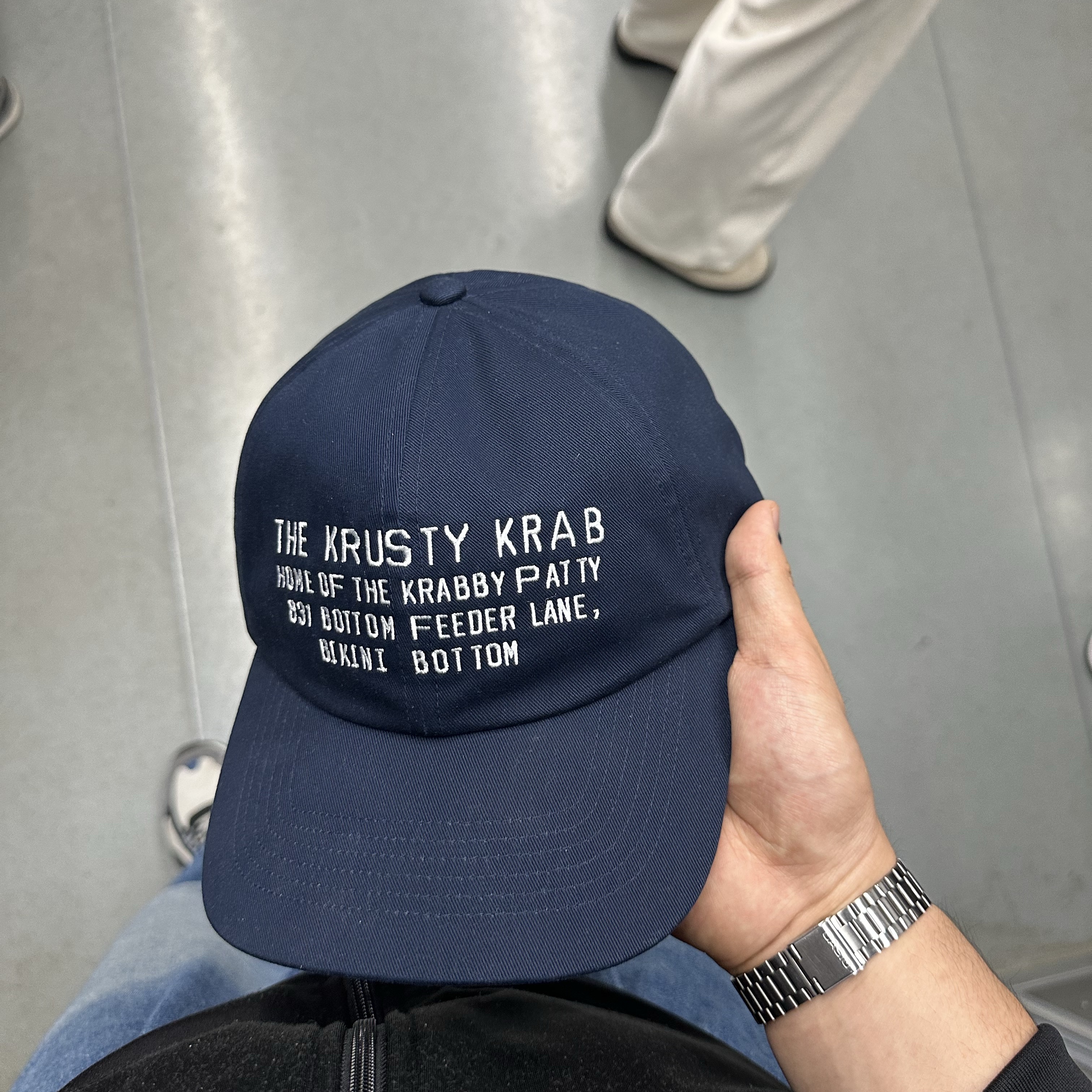 Uniqlo UT x CPFM x SpongeBob UV Protection Cap Navy, Casio A168WA-1W 착용 스타일 - 1