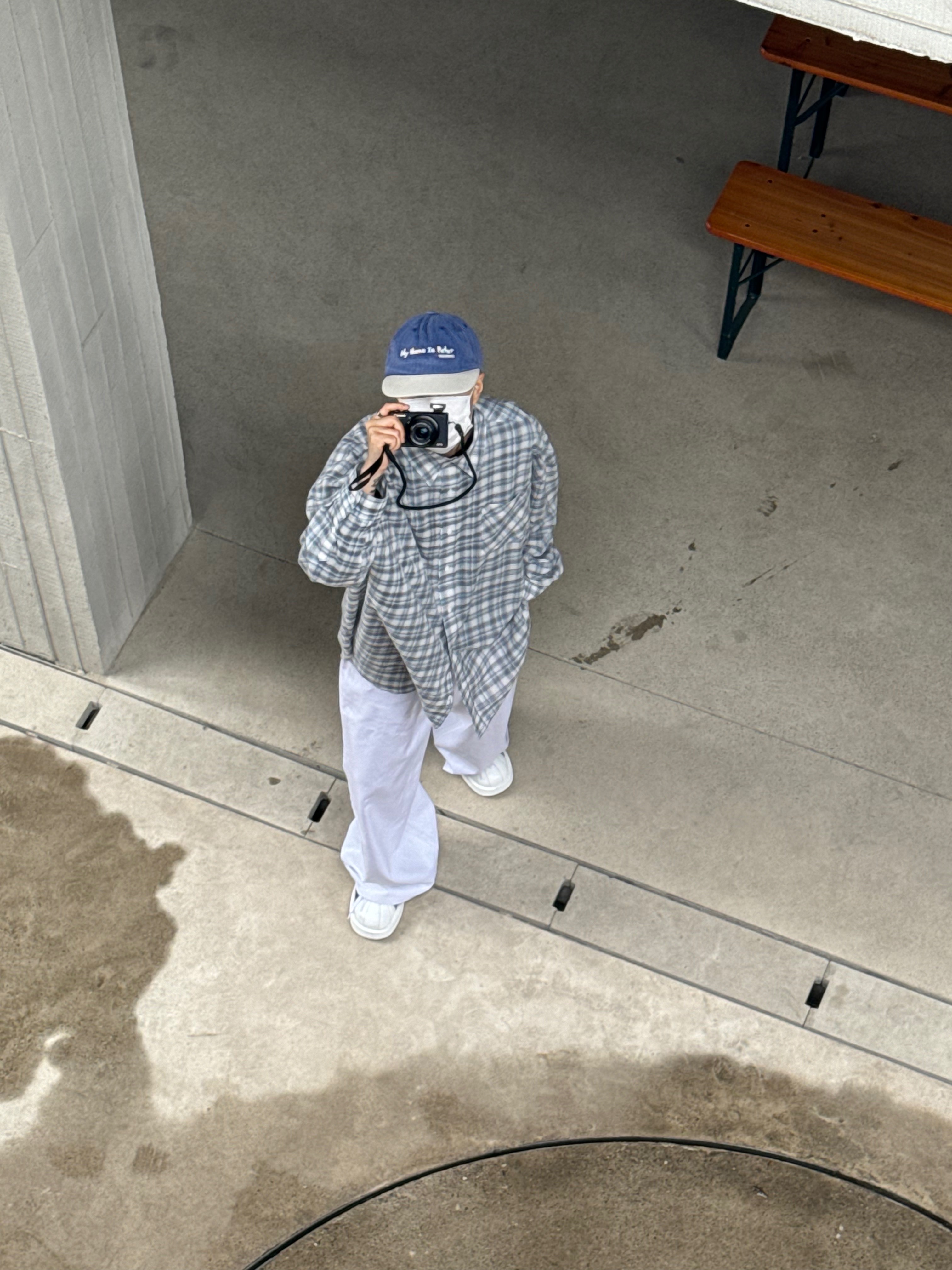 Hono Report Oversized Shirts Sky Blue 착용 스타일 - 3