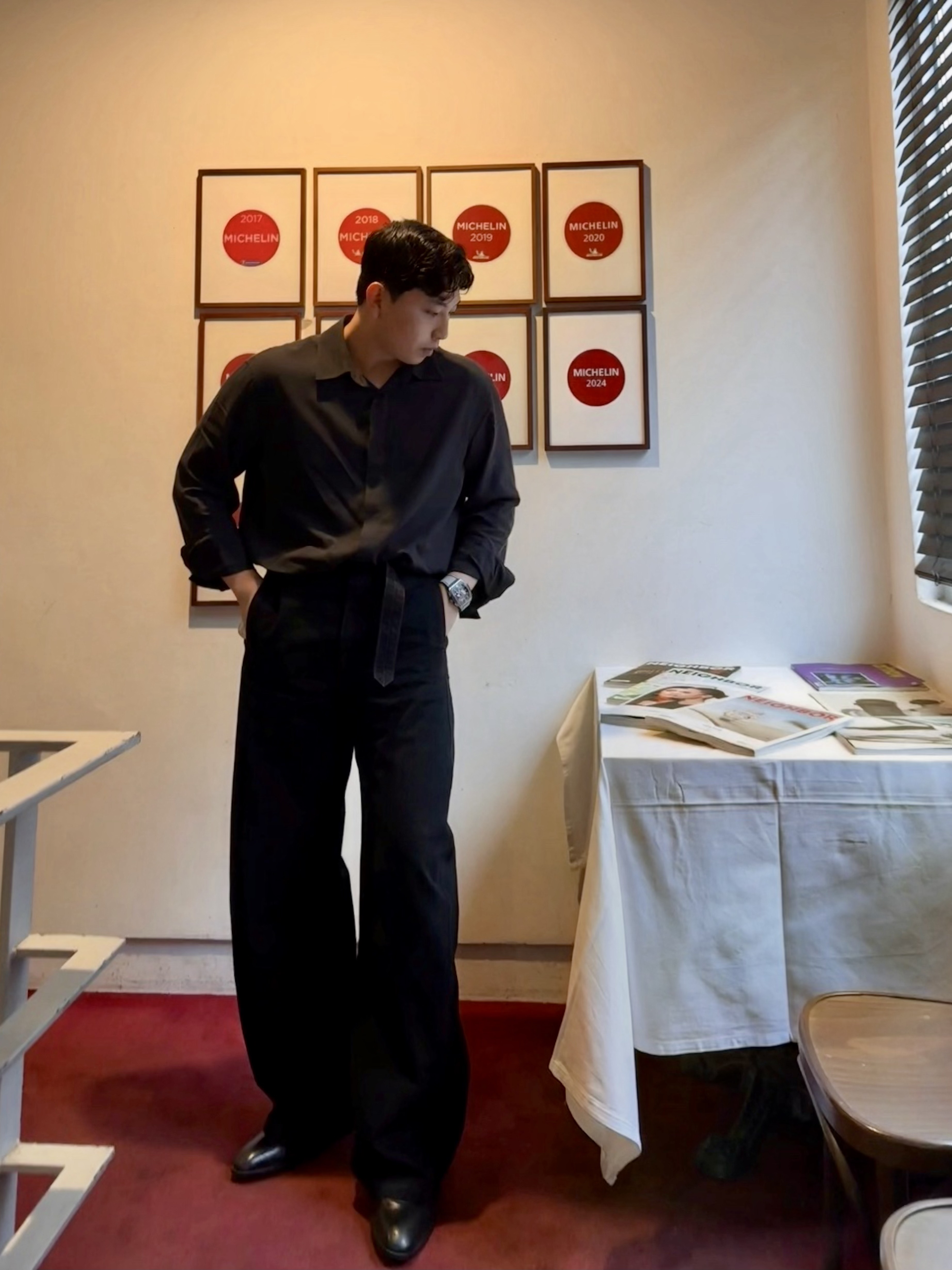 Lemaire Twisted Belted Pants Heavy Denim Black 착용 스타일