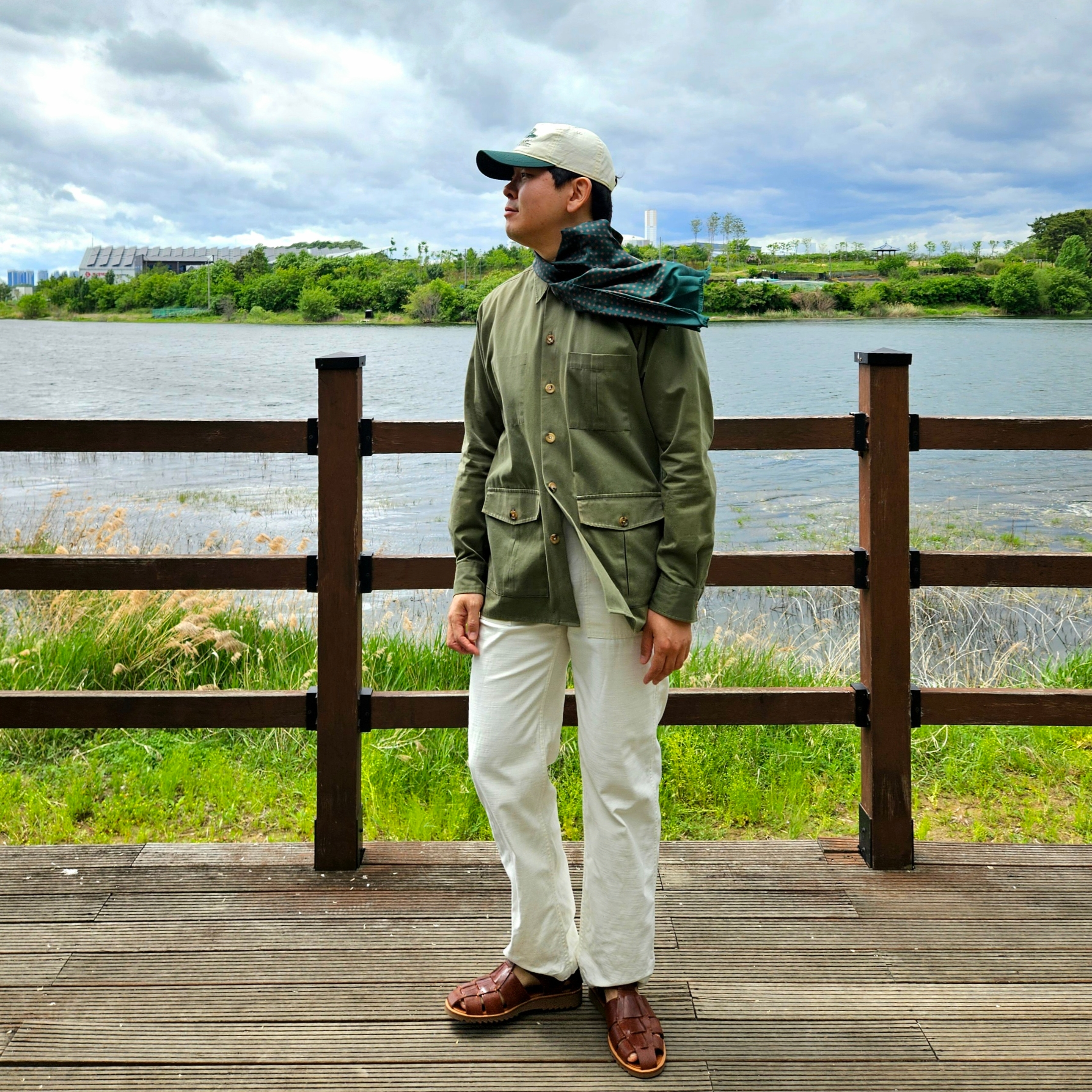 Paraboot Pacific Brown, Aime Leon Dore Unisphere Hat Pristine 착용 스타일 - 4