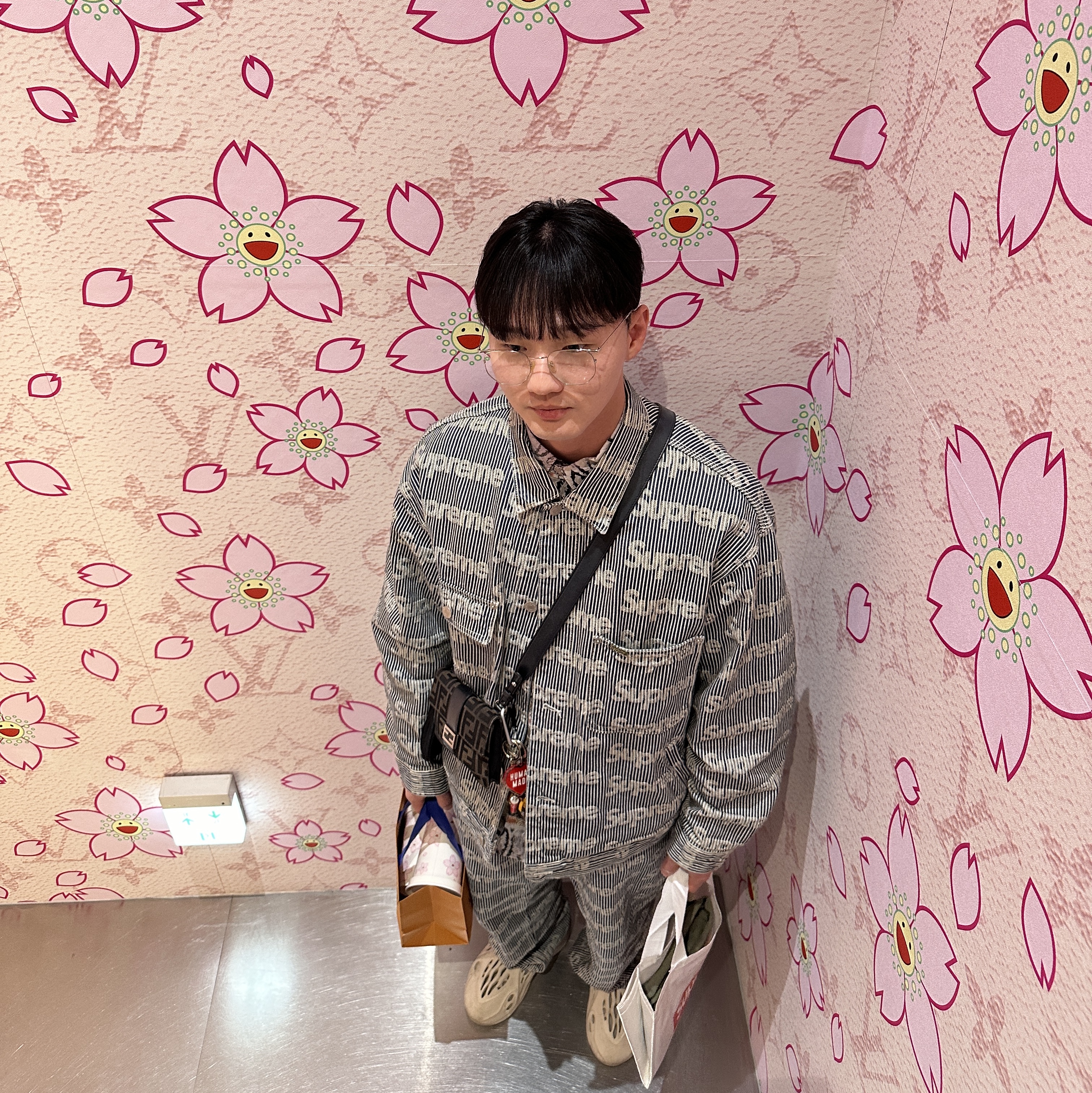Supreme x Martine Rose Patchwork Shirt Multicolor - 24FW, Supreme Denim Chore Trucker Jacket Stripe - 24SS 착용 스타일 - 2