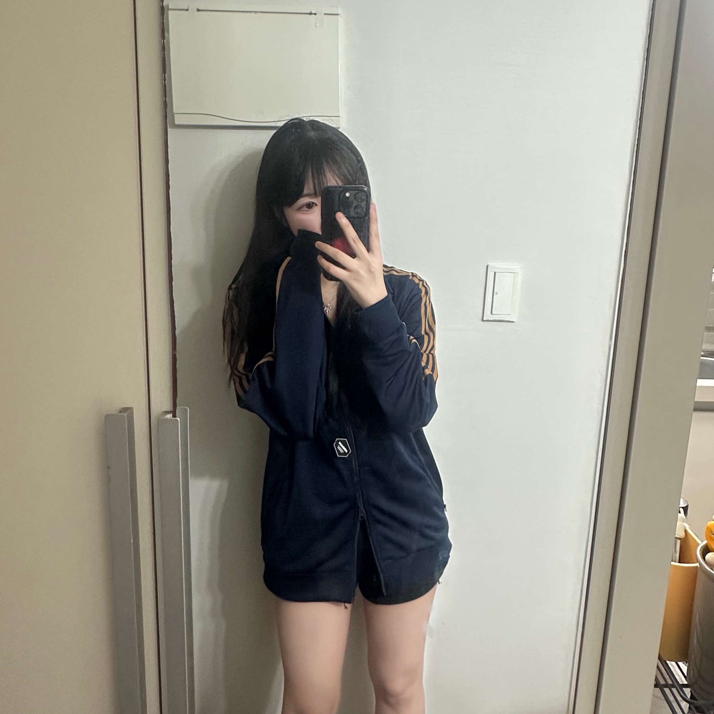 Adidas Track Jacket Night Indigo Mesa - KR Sizing 착용 스타일