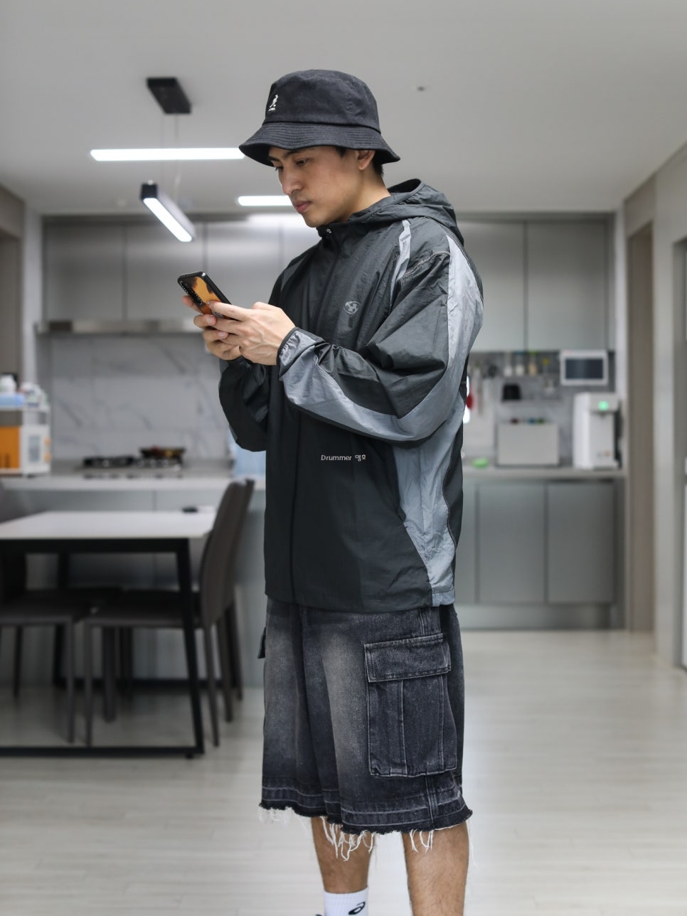 Sansan Gear Paneled Jacket Black - 25SS 착용 스타일 - 2