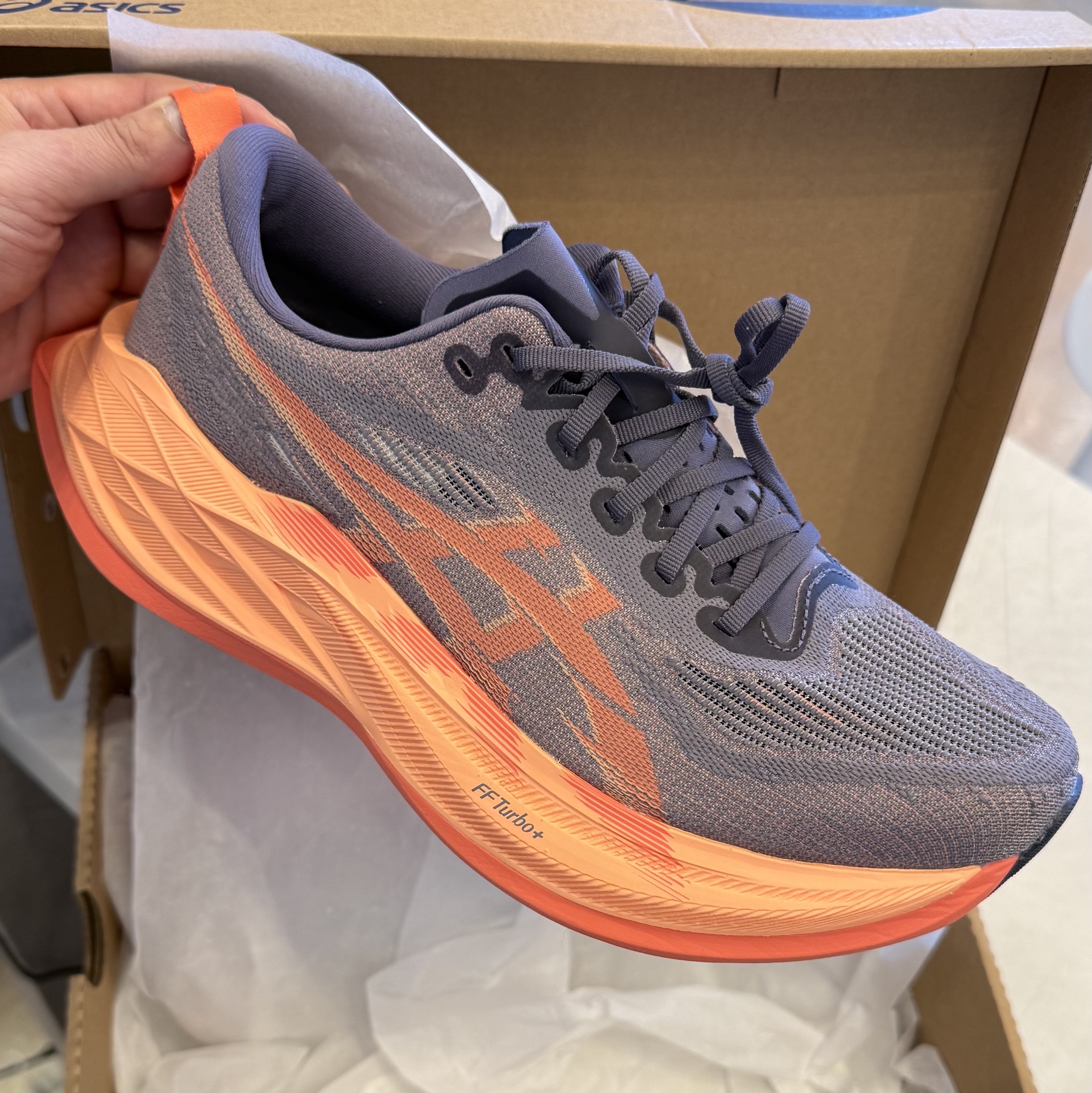 Asics Superblast 2 Greyish Purple Coral Reef 착용 스타일