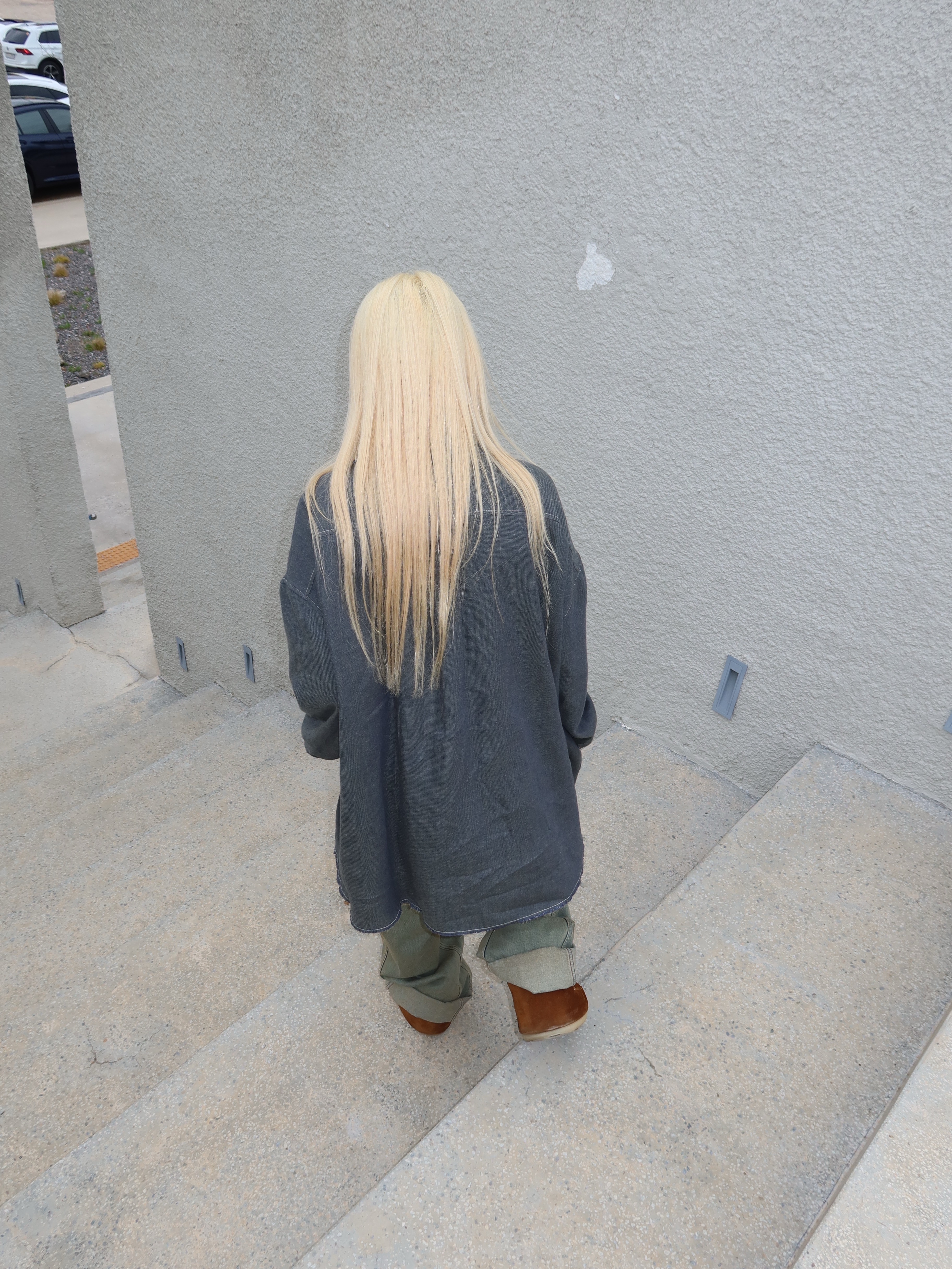 Hono Report Oversized Shirts Faded Denim 착용 스타일 - 1