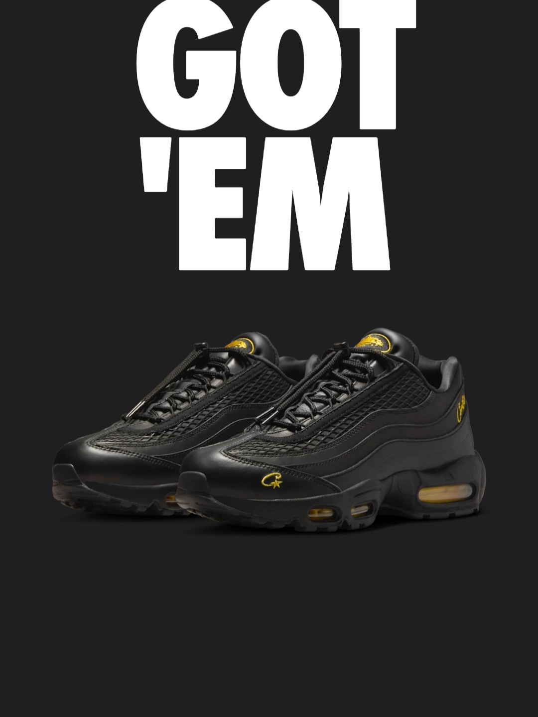 Nike x Corteiz Air Max 95 Black and Tour Yellow 착용 스타일