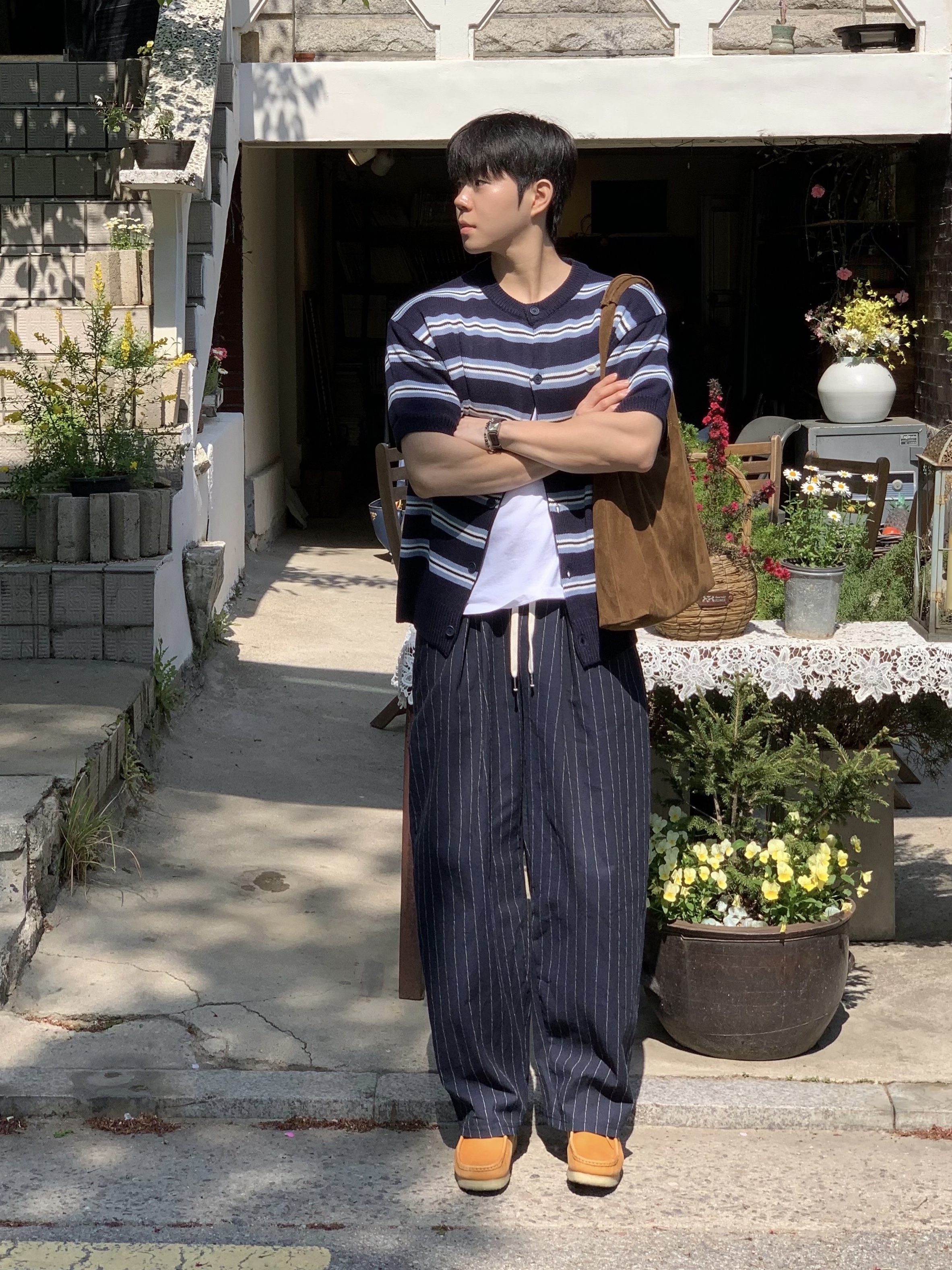 Clarks Wallabee Tan 착용 스타일 - 2