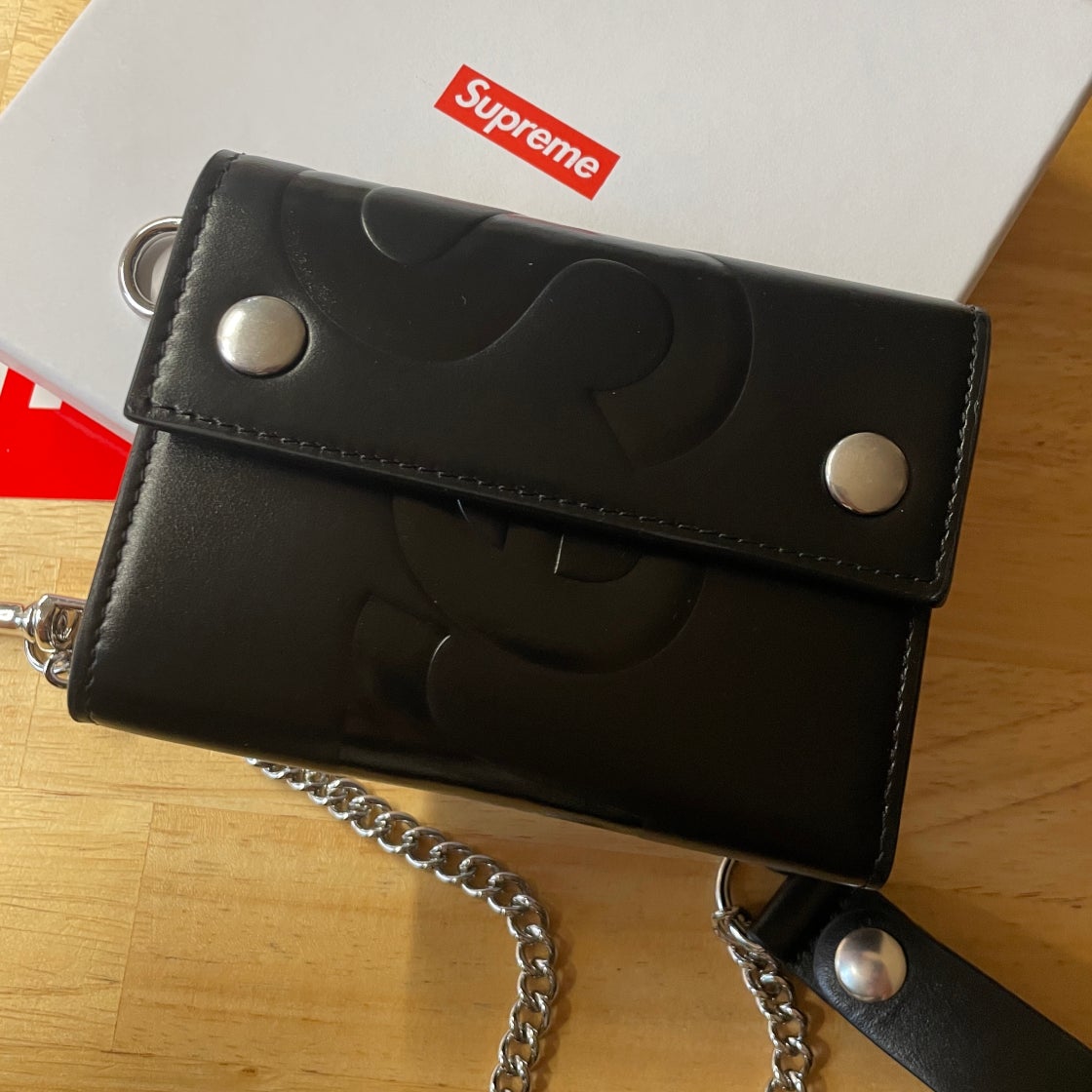 Supreme Leather Chain Wallet Black | eBay