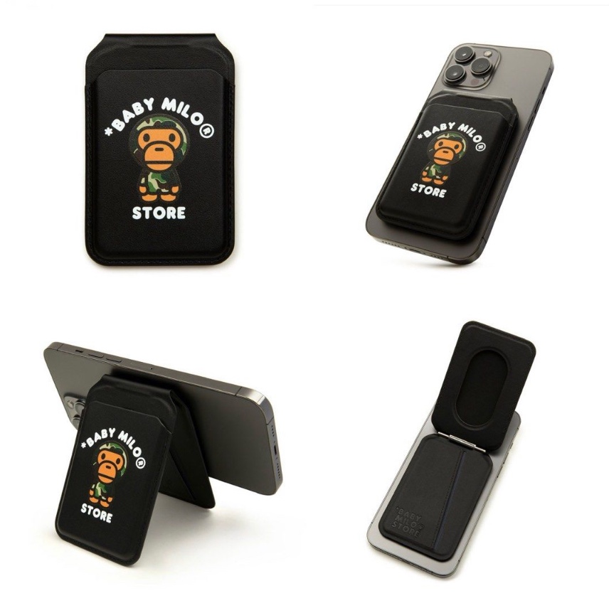 BAPE Baby Milo MagSafe Card Holder Black 착용 스타일