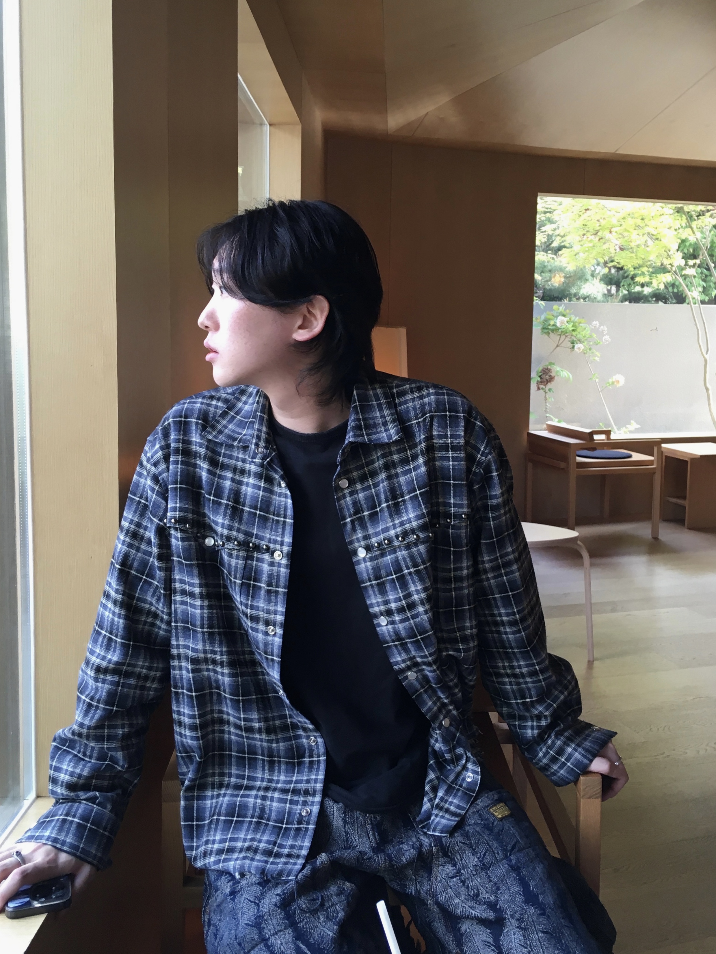Kapital 12 oz. Magpie Denim W Knee Easy Shorts Dark Indigo, Visvim FBT Shaman Folk Black - 22FW 착용 스타일 - 2