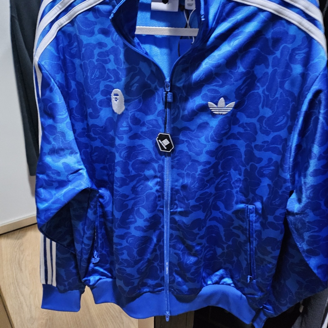 Adidas x BAPE Allover Print Track Top Blue - KR Sizing 착용 스타일 - 1