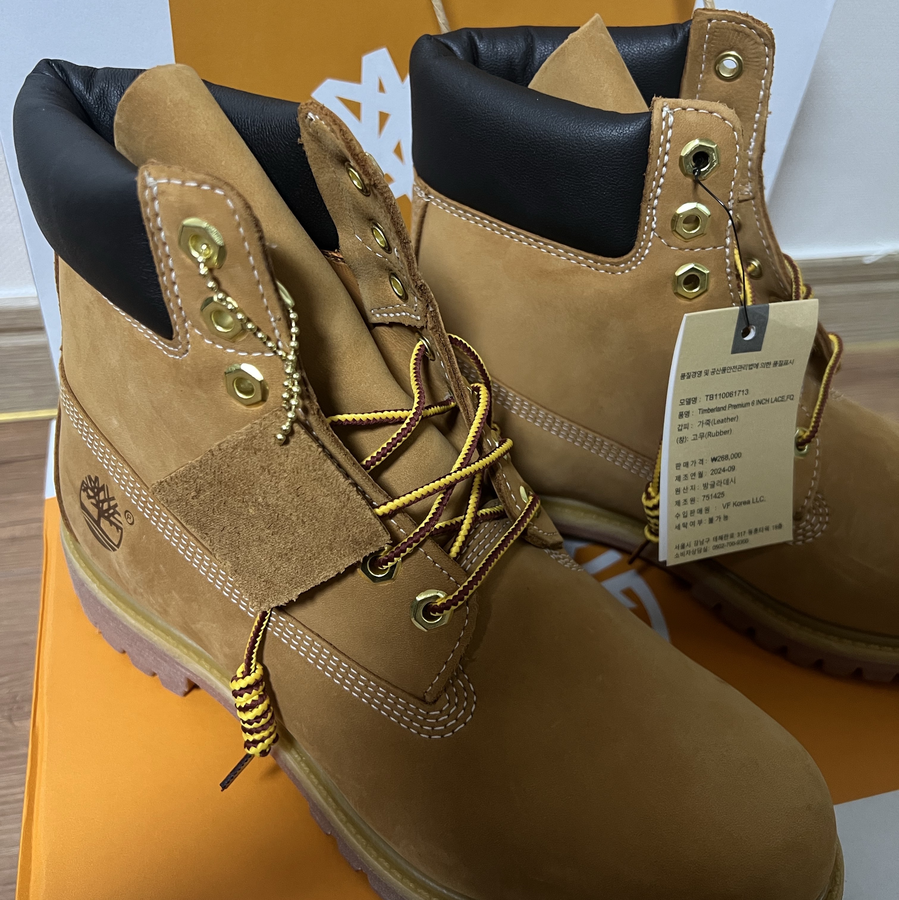 Timberland Premium 6 inch Waterproof Boot Wheat Nubuck - Wide 착용 스타일